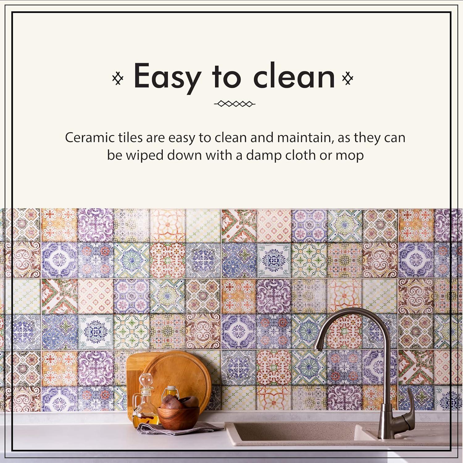 Casablanca Market MT015 Mediterranean Ceramic Valencia Decorative Tile, Blue/Green