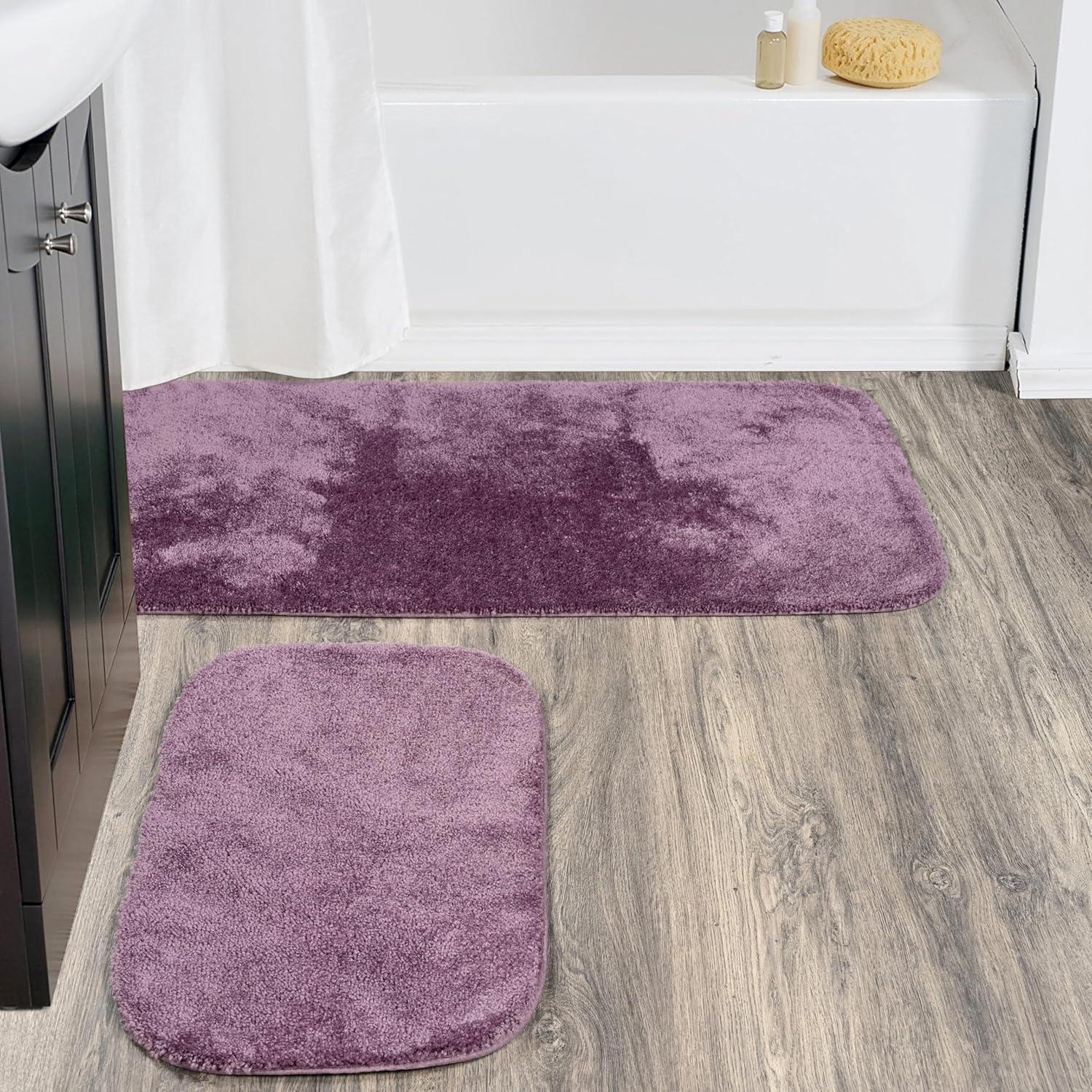 2pc Traditional Nylon Washable Bathroom Rug Set Purple - Garland Rug: Machine Made, Tufted, Latex Backing