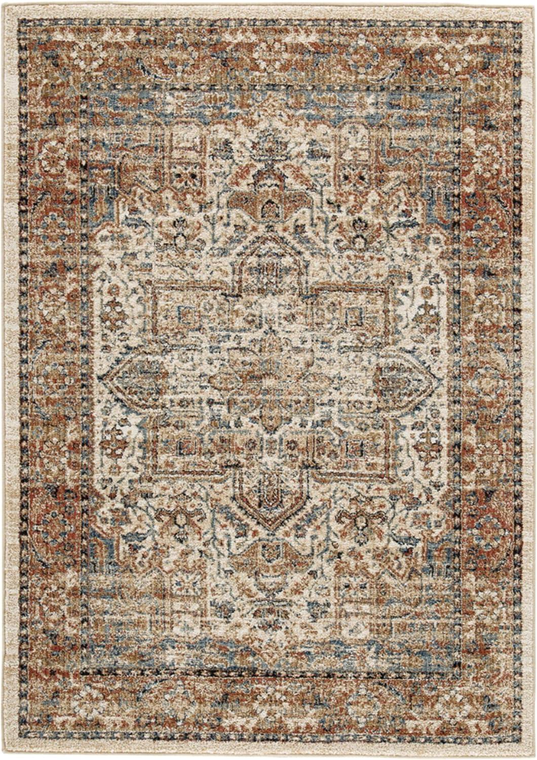 Contemporary Blue Medallion 5' x 7' Synthetic Area Rug