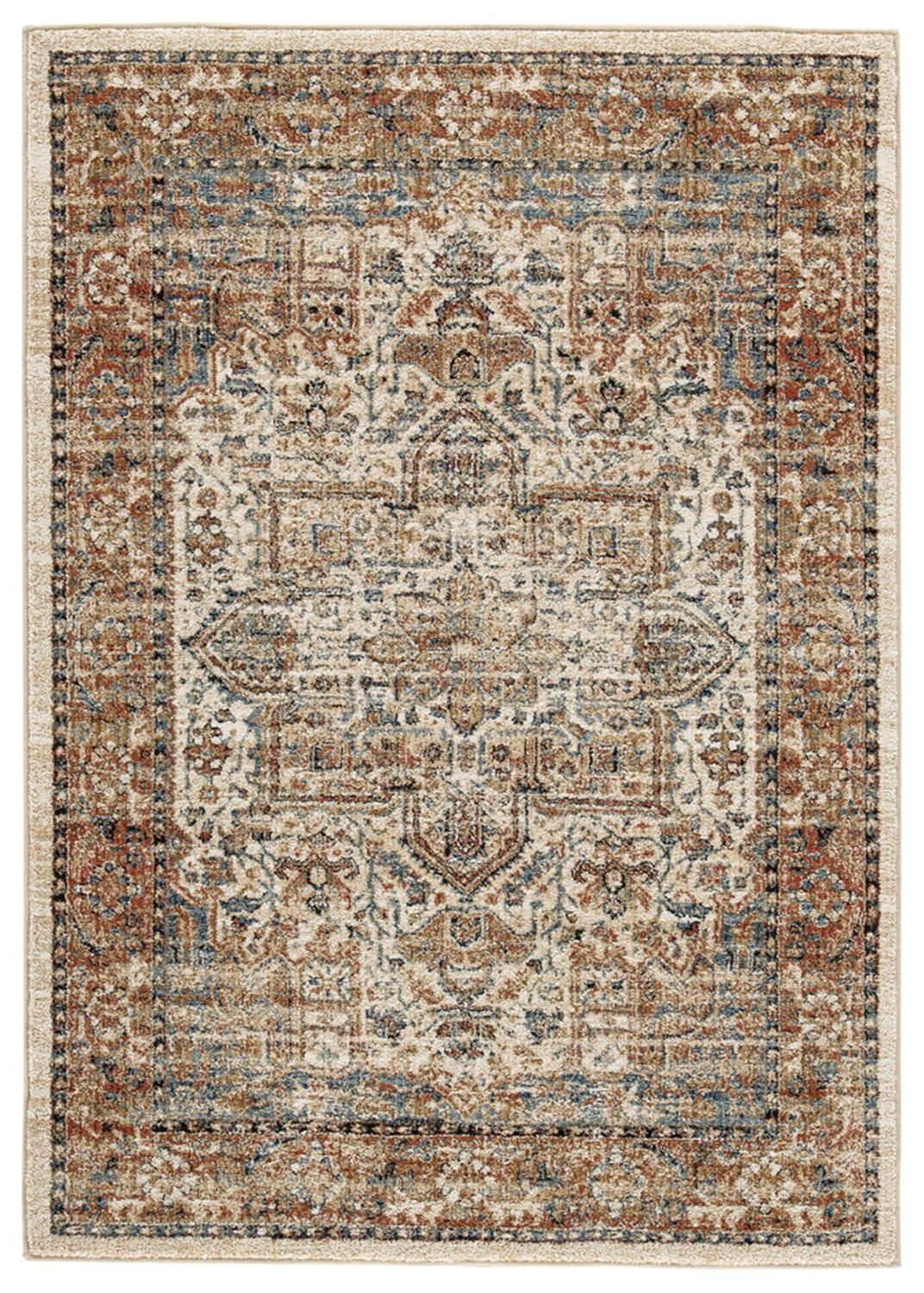 Contemporary Blue Medallion 5' x 7' Synthetic Area Rug