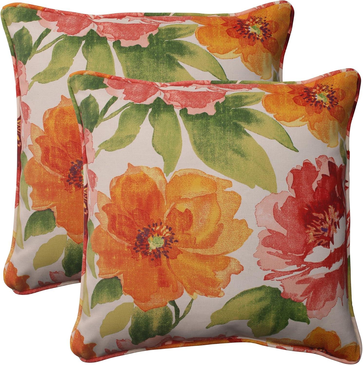 Primro Floral Watercolor 18.5-inch Throw Pillows Set