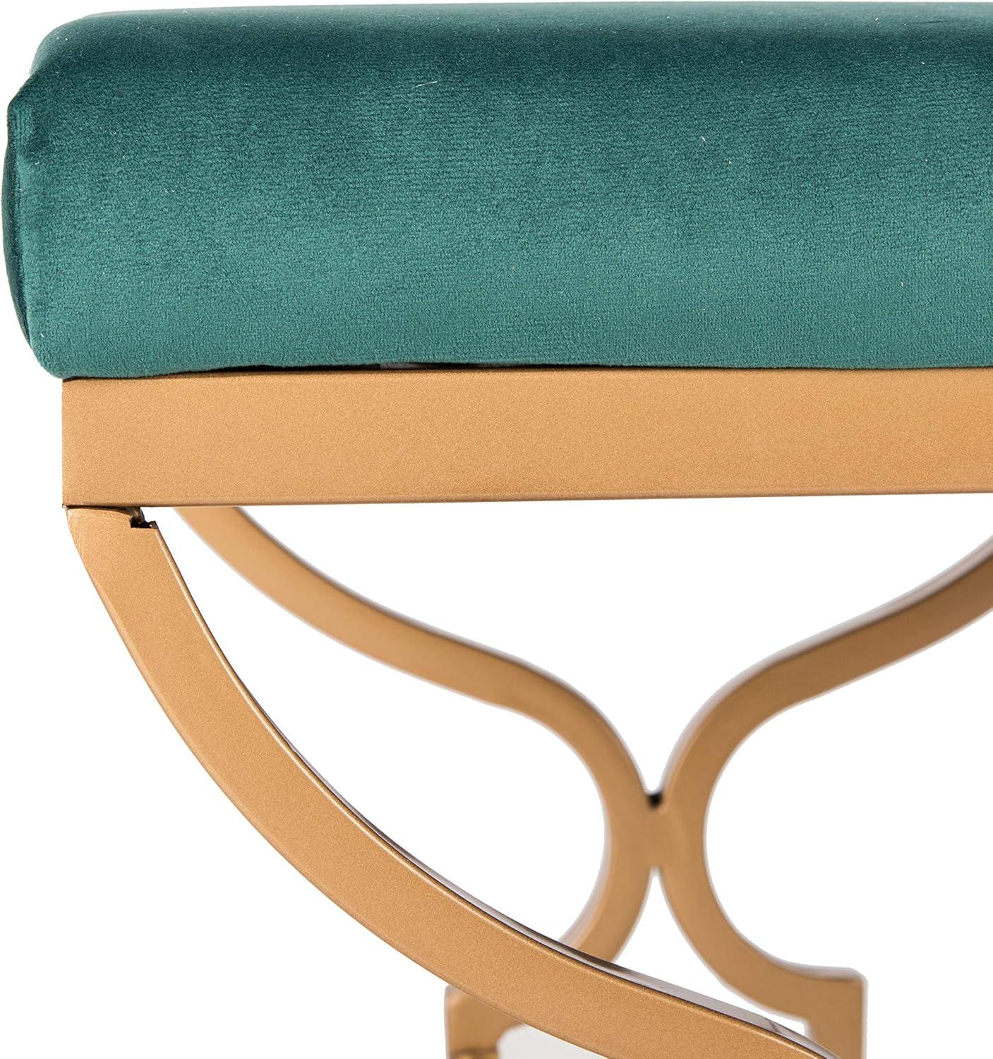 Emerald Velvet & Liquid Gold 46" Transitional Rectangular Bench