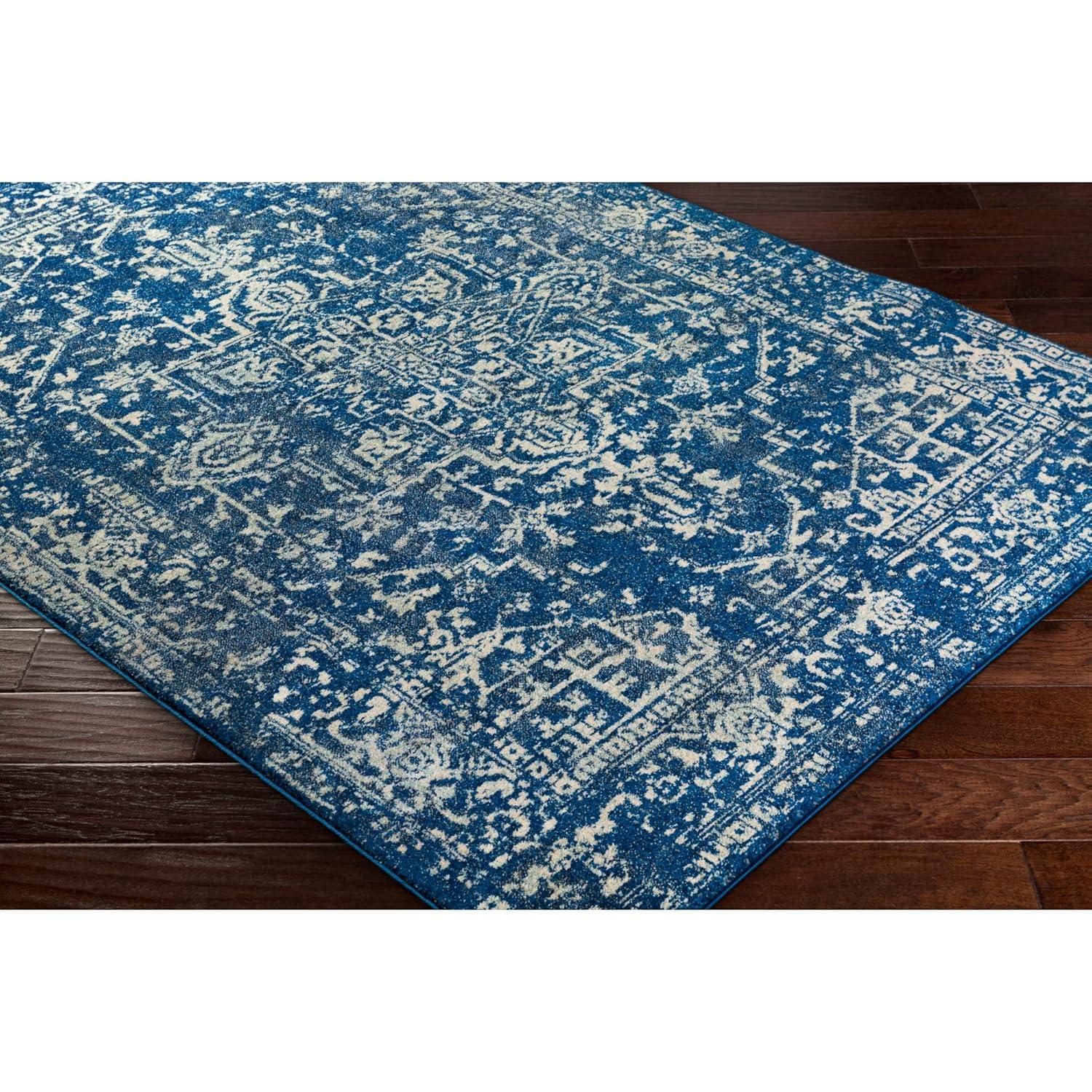 Livabliss 7'10"x10'3" Worsham Traditional Rug Dark Blue: Stain & Fade-Resistant, Medium Pile, Indoor Use