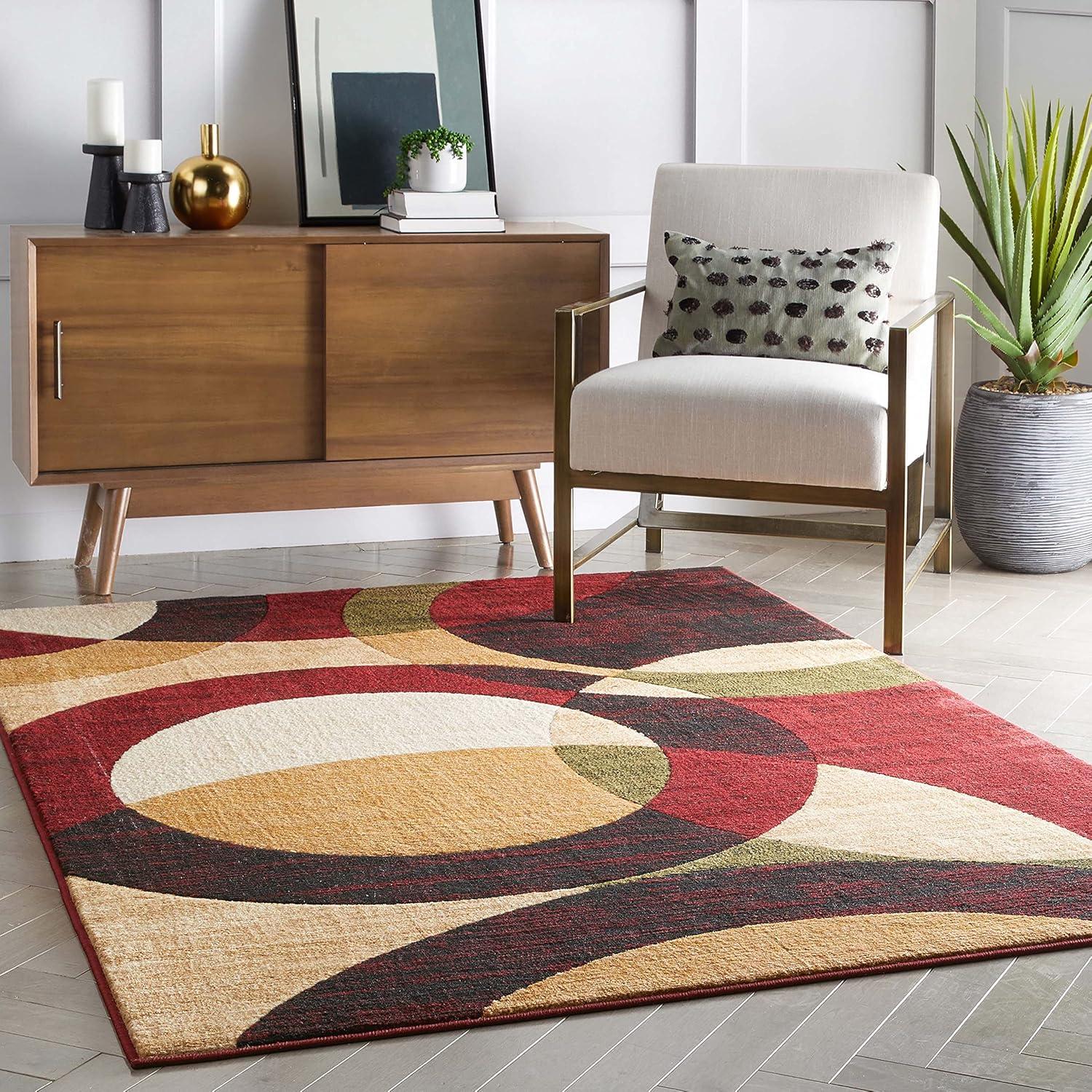 Dulcet Bingo Red 5 ft. x 7 ft. Modern Geometric Area Rug