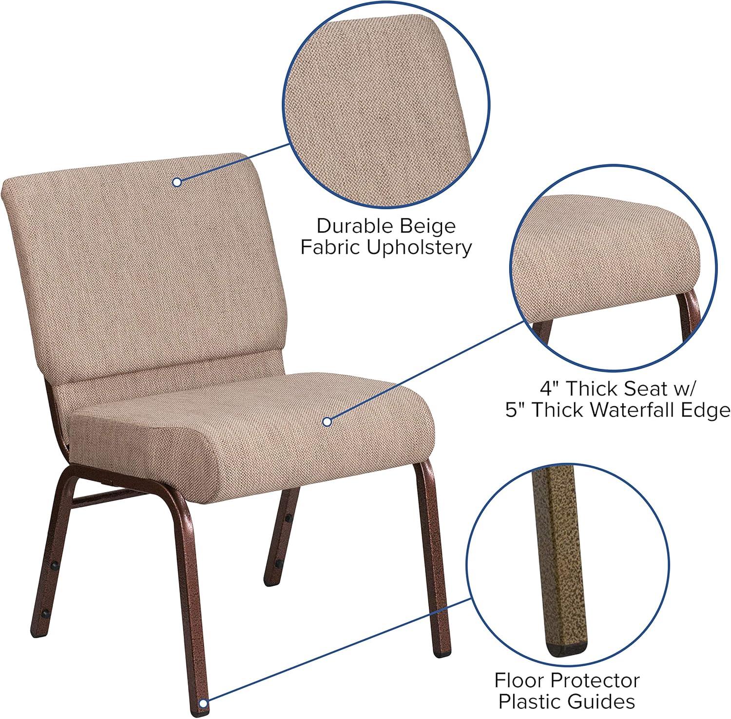 Flash Furniture HERCULES Series Fabric Church Stacking Chair Black Dot Patterned/Gold Vein Frame 4