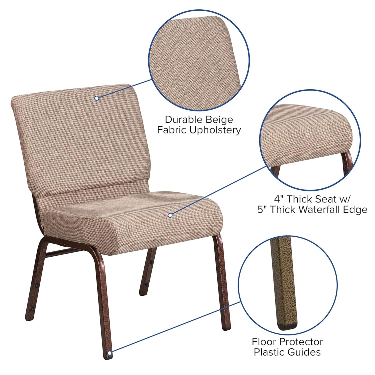 Flash Furniture HERCULES Series Fabric Church Stacking Chair Black Dot Patterned/Gold Vein Frame 4