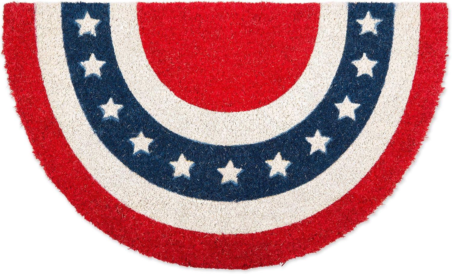 High Pile Patriotic Coir Doormat with Non-Slip PVC Back, Stars & Stripes