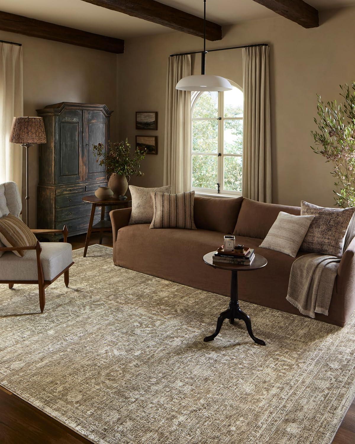 Honora Rug by Amber Lewis x Loloi - Khaki and Beige / 3'9" x 5'9"