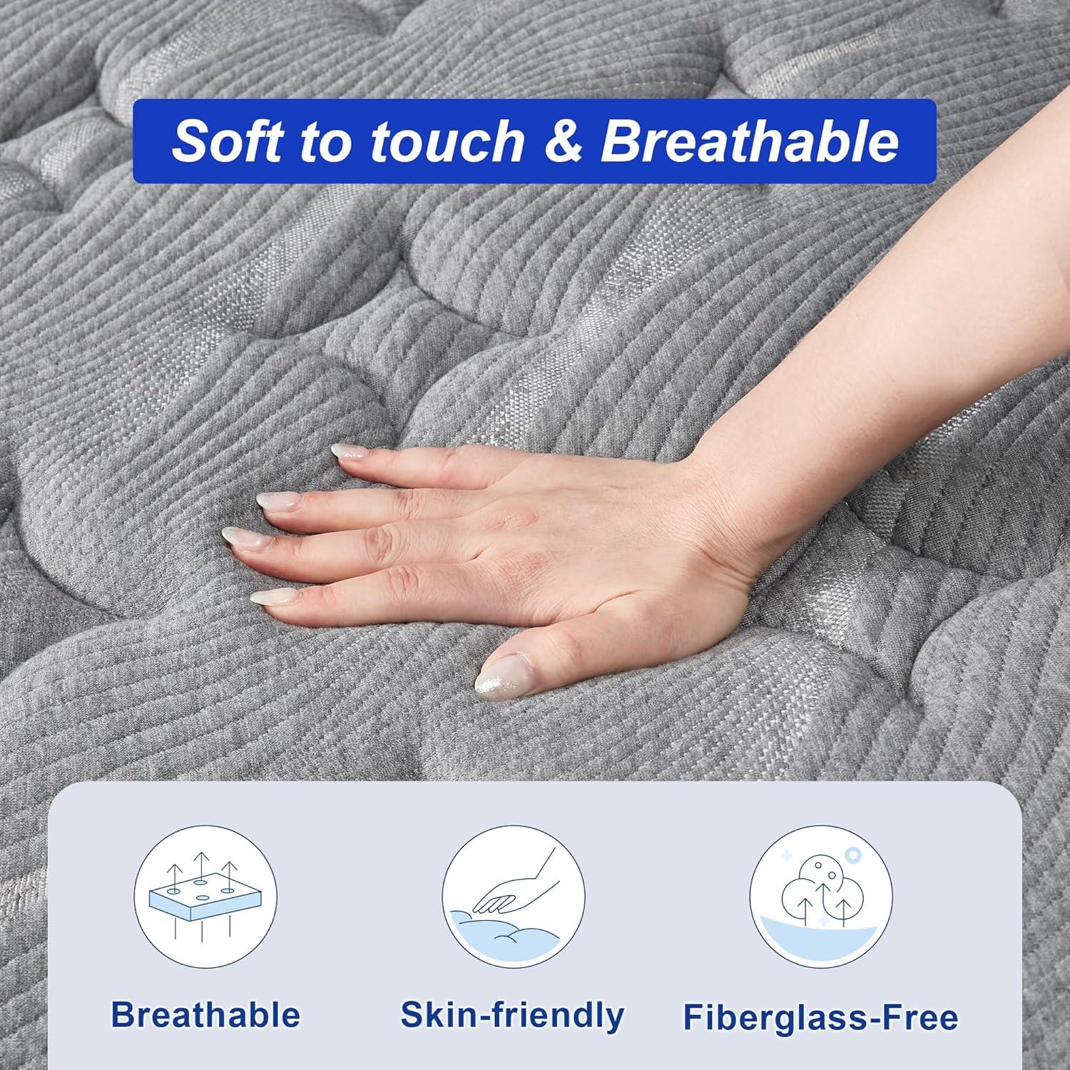 Slecofom 14 Inch Queen Mattress, Medium Firm Hybrid Queen Size Mattress in a Box, Pressure Relief Cooling-Gel Memory Foam, Breathable Knitted Cover, Pocket Spring-Motion Isolation, Fiberglass-Free