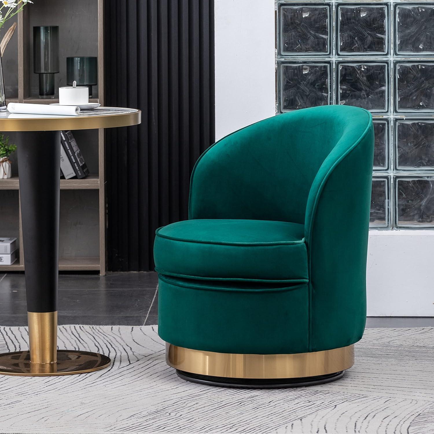 DeeHome Wania Contemporary Velvet Swivel Chair, Green