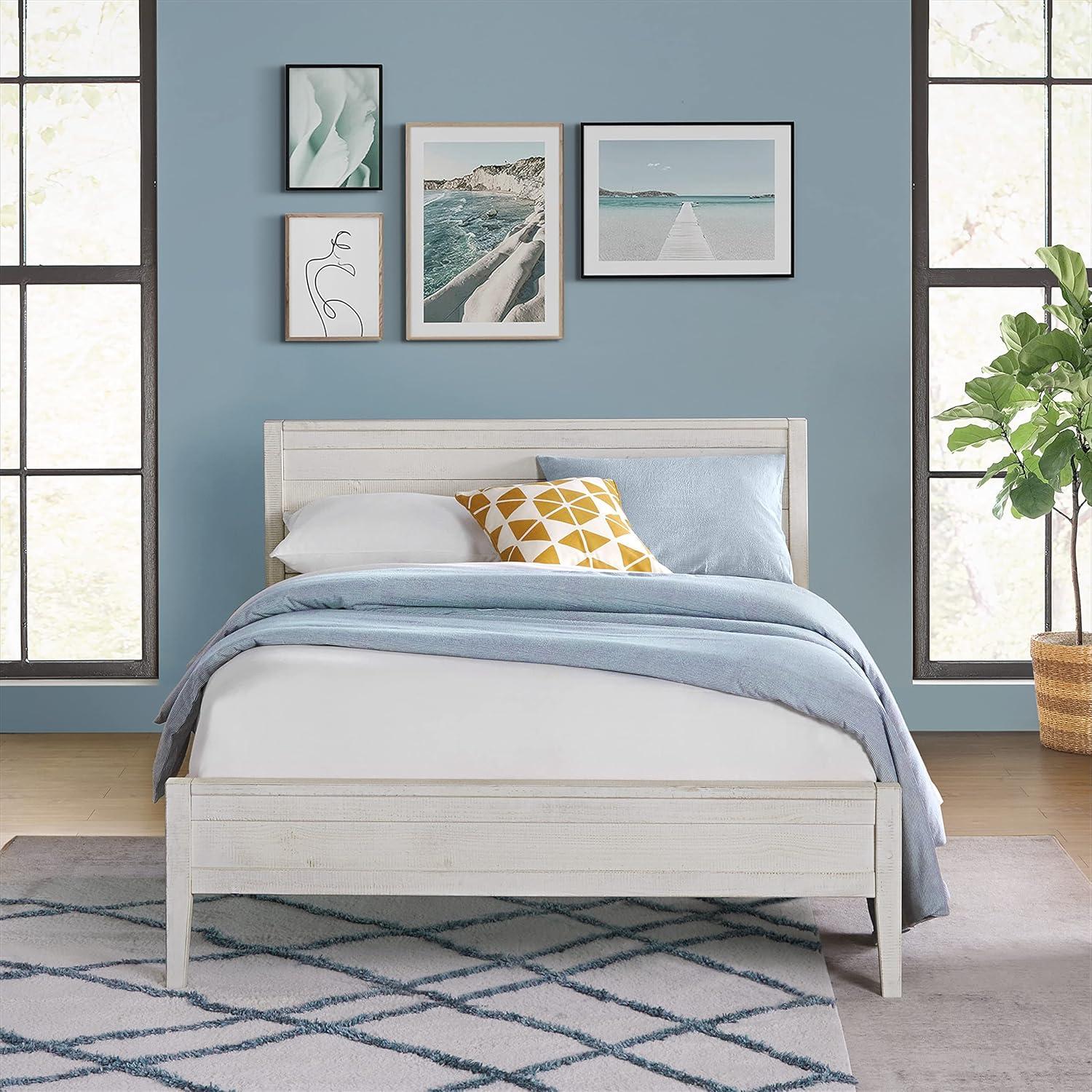 Alaterre Furniture Windsor Panel Wood Full Bed, Driftwood White