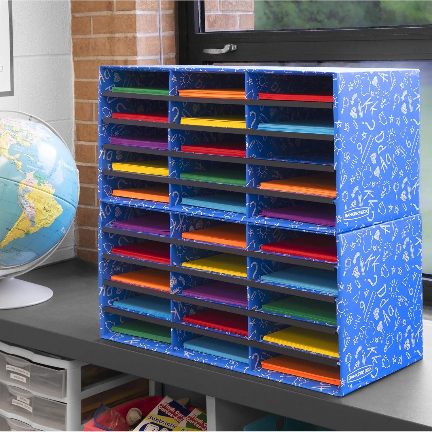 Blue Classroom 30 Compartment Mail Sorter Organizer