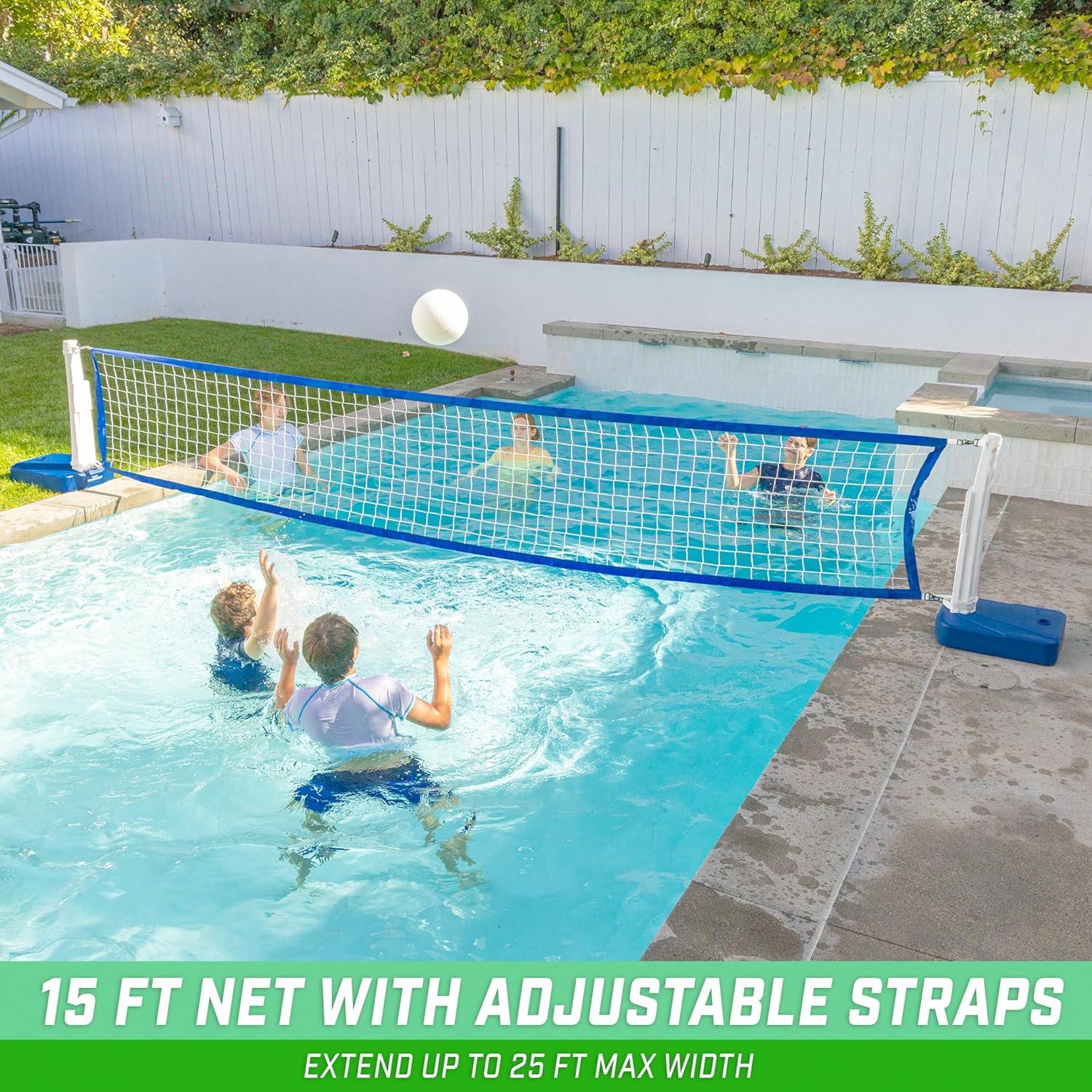 GoSports Splash Hoop 2-in-1 Pool Basketball Hoop & Volleyball Net Game Set