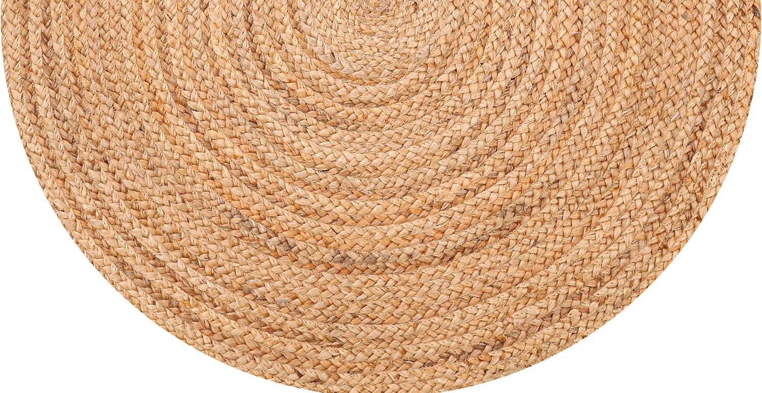 Nuloom 4 Round Rigo Jute Hand Woven Indoor Area Rug, Natural, Solid Farmhouse Design, Natural Fiber Bedroom, Living Room, Kitchen,