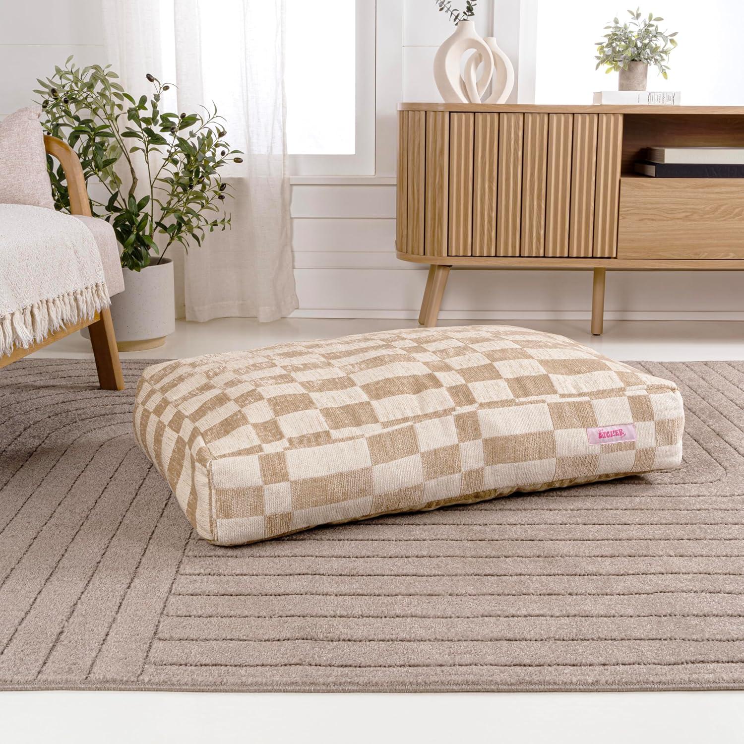 The Licker Store Mabel Designer Modern Ultra Soft Reversible Plush Rectangular Pet Bed with Washable Cover