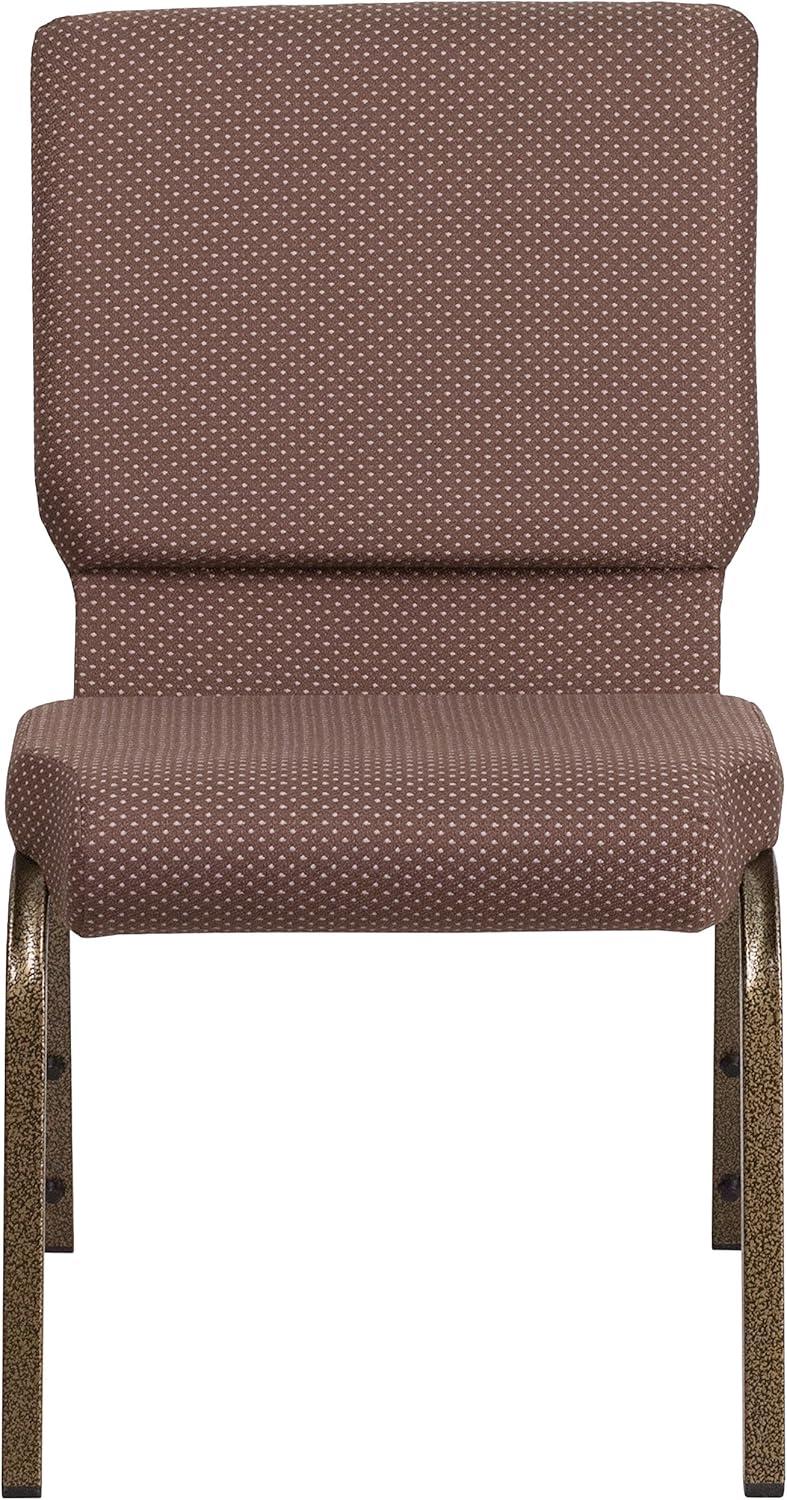 Flash Furniture Hercules Series 18.5"W Upholstered Adult Church Chair with Book Pouch, Brown Dot