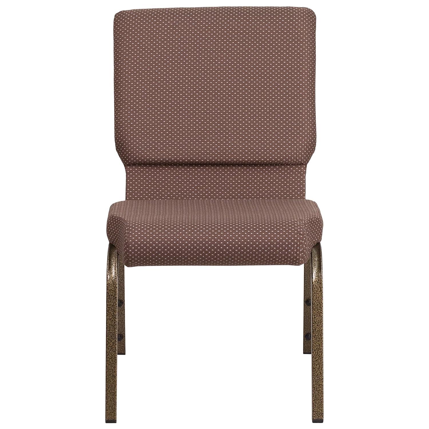 Flash Furniture Hercules Series 18.5"W Upholstered Adult Church Chair with Book Pouch, Brown Dot