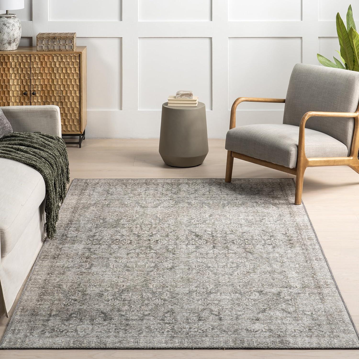 Hillstone Gray Rectangular Synthetic Vintage Medallion Area Rug