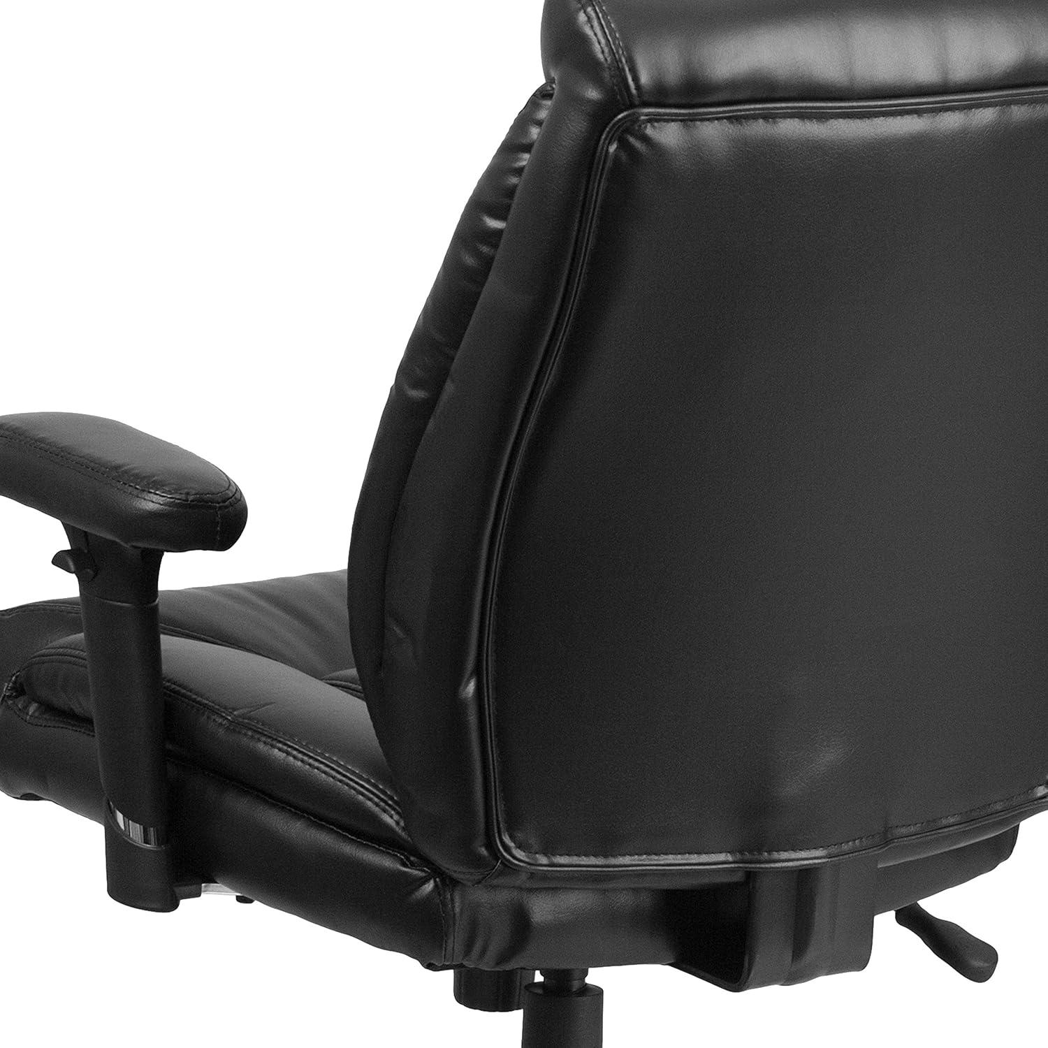 Flash Furniture HERCULES Series Big & Tall 400 lb. Rated Black LeatherSoft Deep Tufted Ergonomic Task Office Chair with Adjustable Arms