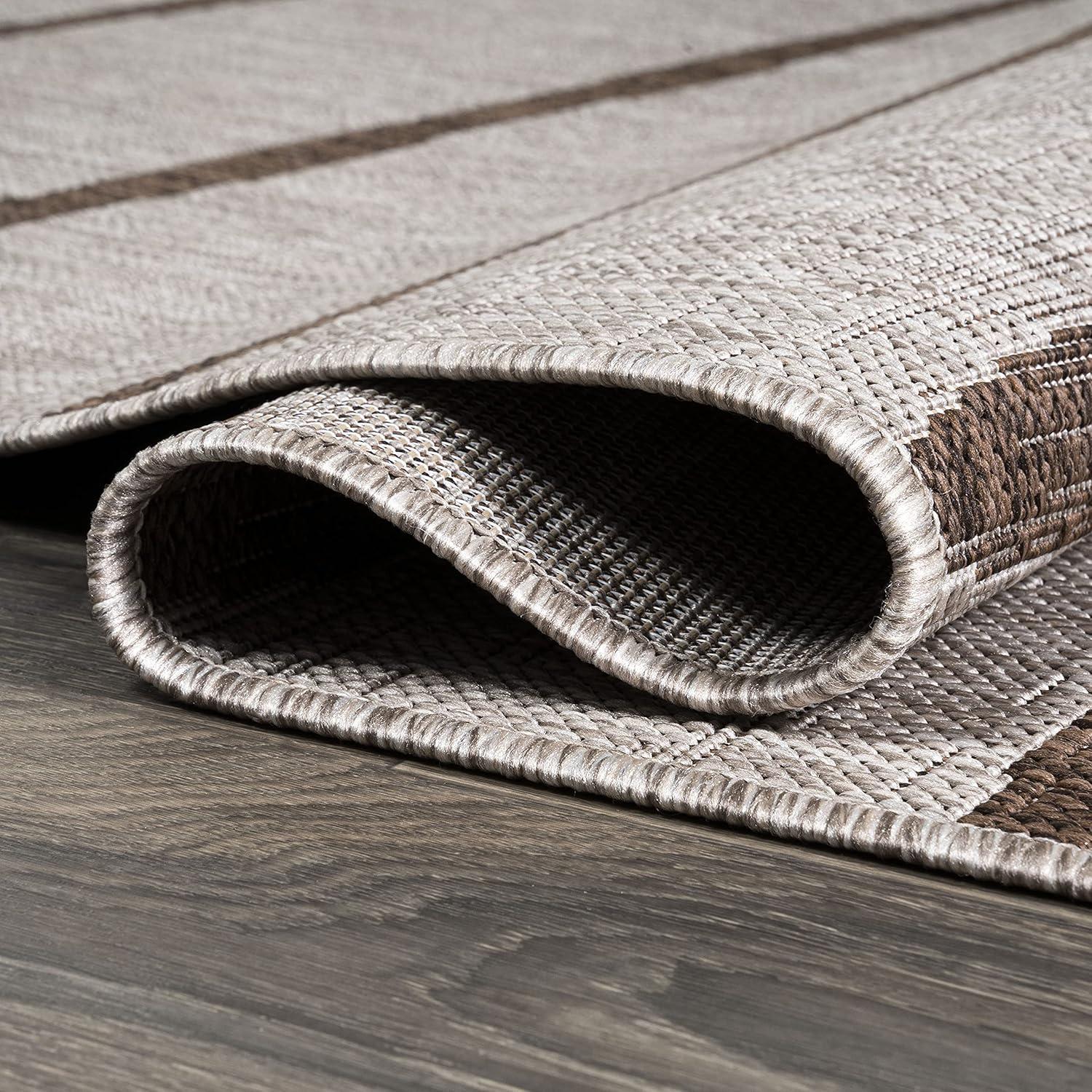 3'x5' Colonia Berber Stripe Indoor/Outdoor Area Rug, Beige/Brown - JONATHAN Y