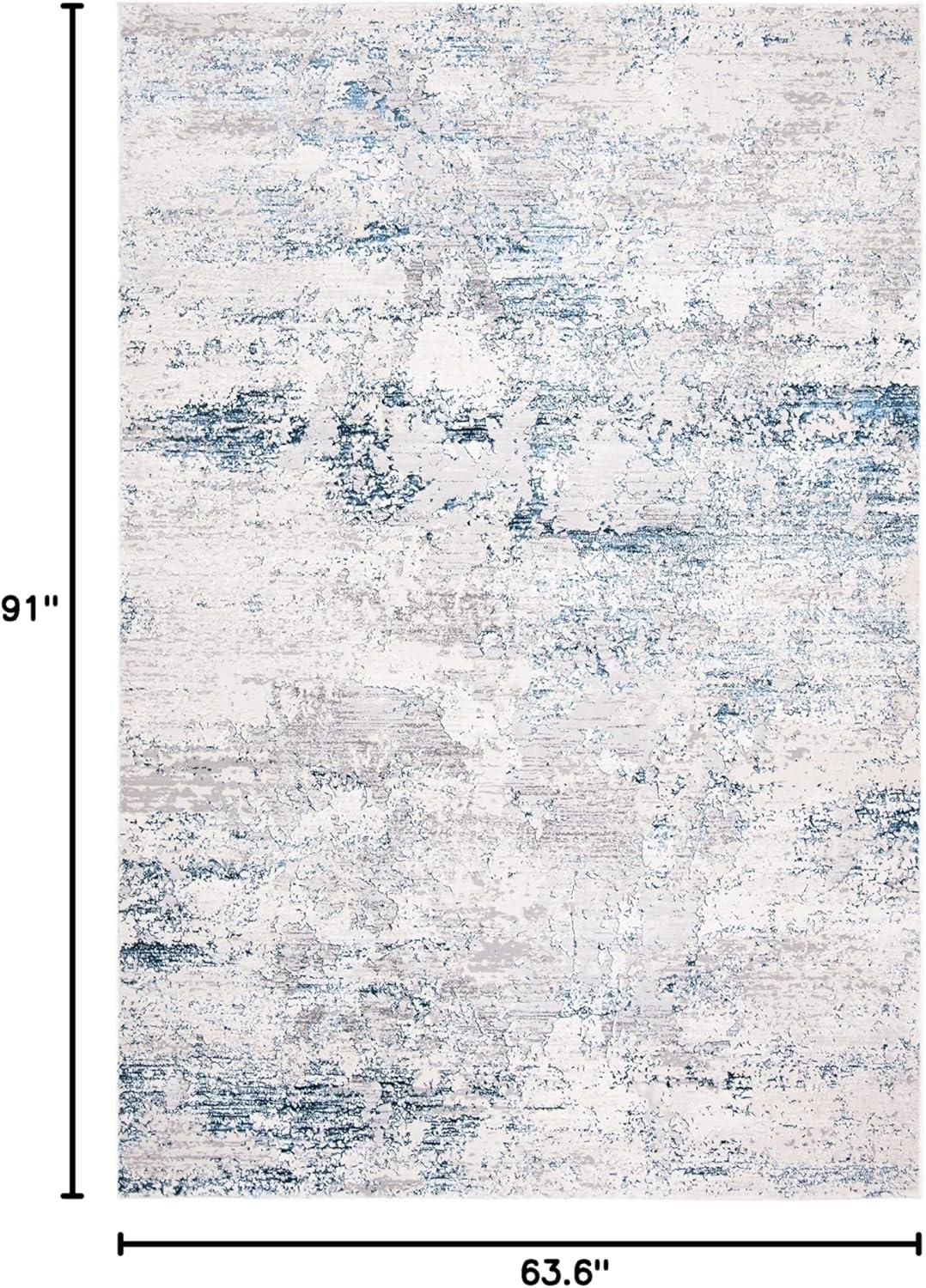 Amalfi AMF572 Power Loomed Area Rug - Cream/Turquoise - 5'3"x7'6" - Safavieh.