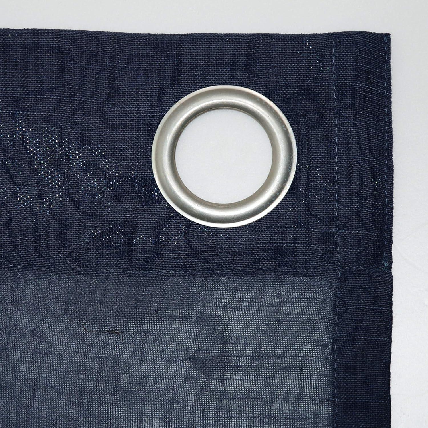 84"x52" Slub Textured Linen Blend Grommet Top Curtain Navy - Archaeo: Modern Light Filtering Panel