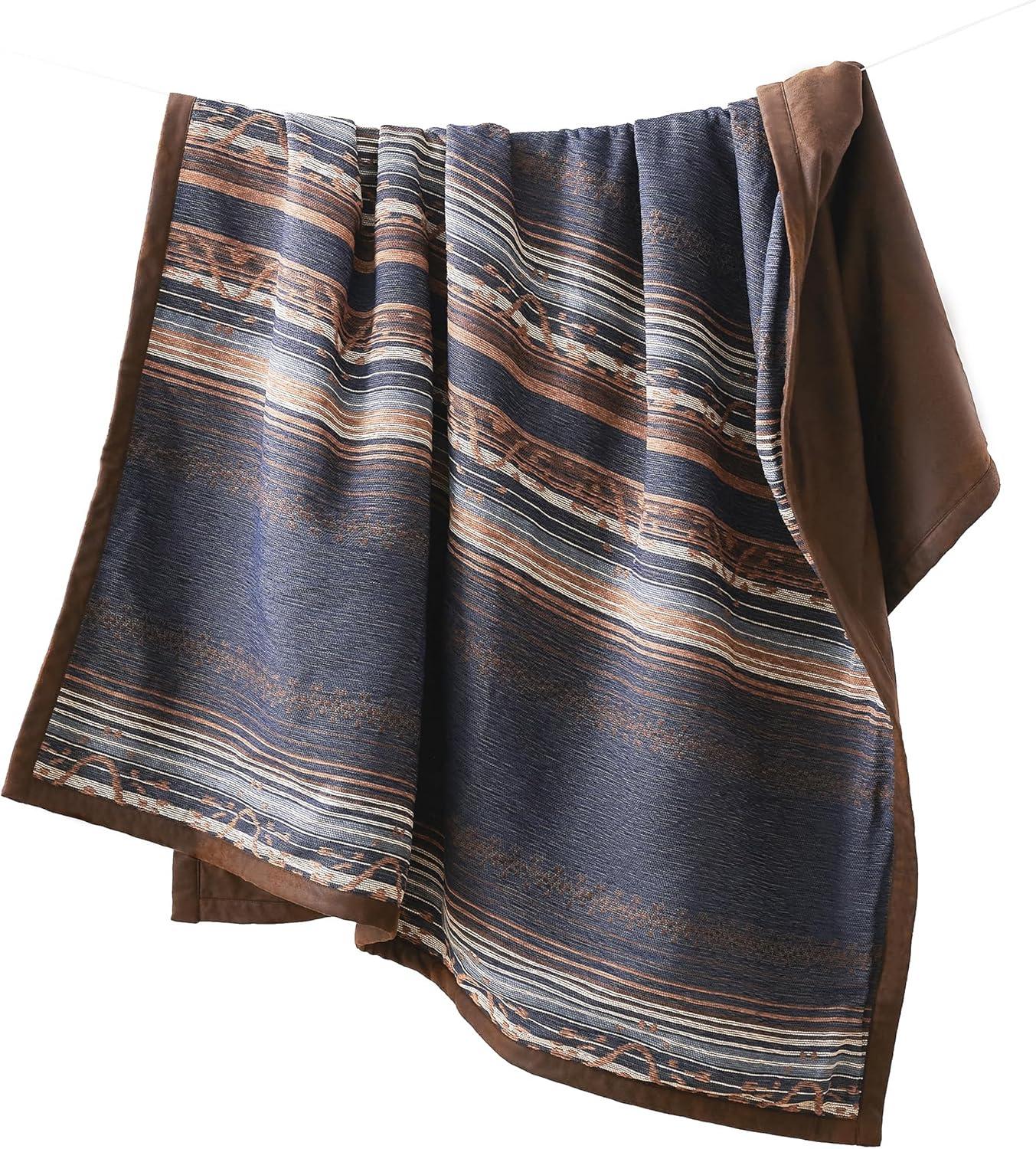 Estes Chenille Jacquard Striped Southwestern Lodge 50x60 inch Throw Blanket