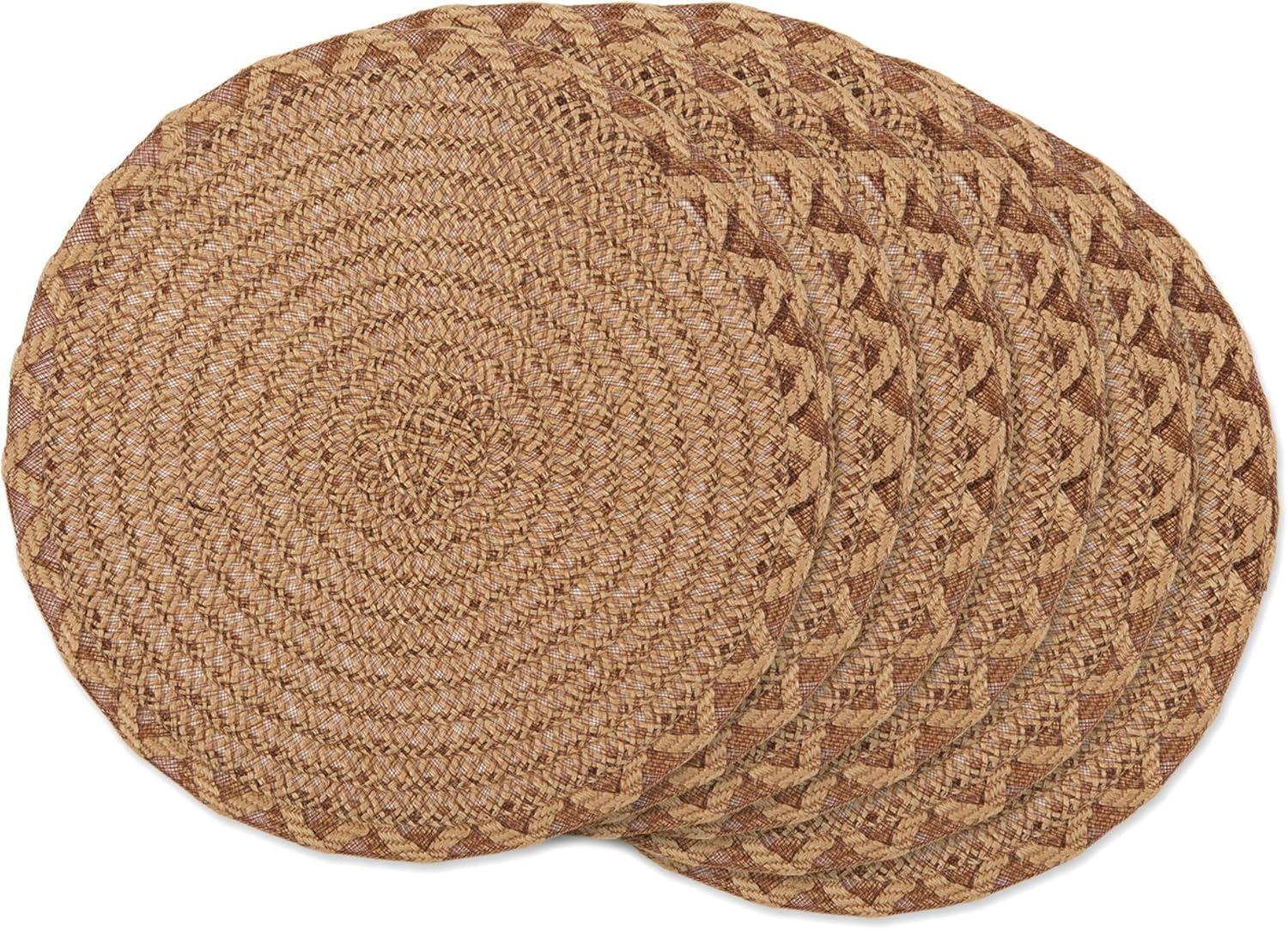 Natural Lattice Woven Polyester Round Placemat (Set of 6)