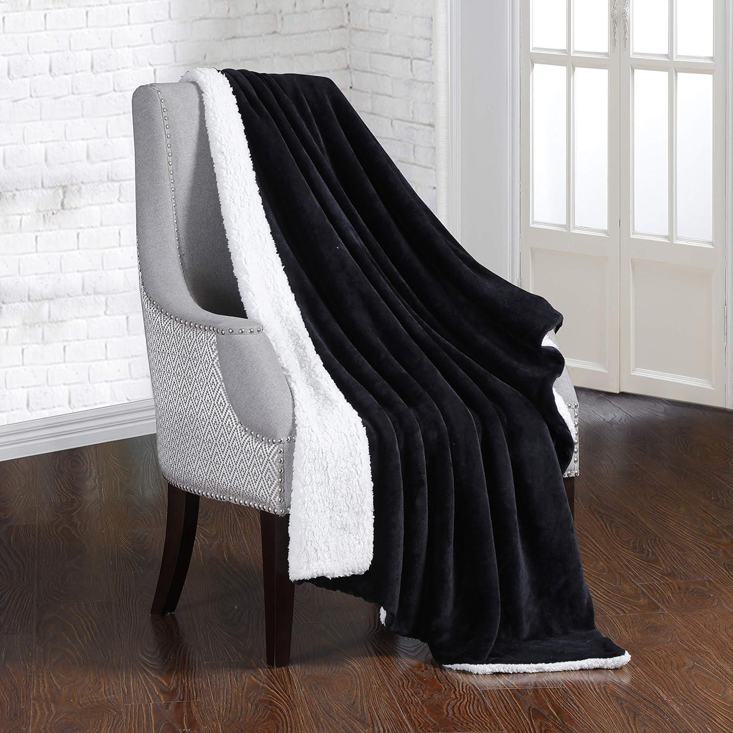 Charcoal and Ivory Reversible Sherpa 15lb Weighted Blanket