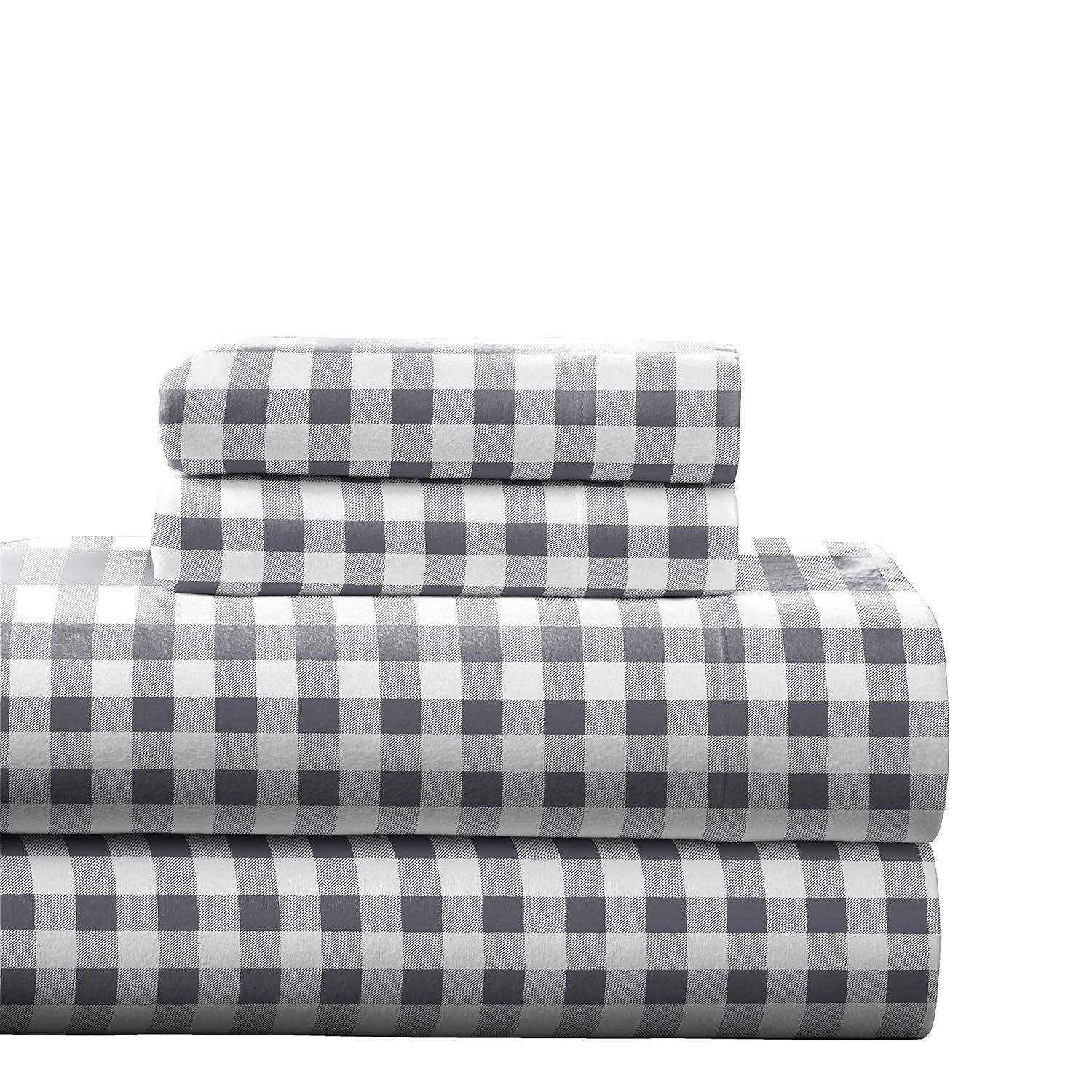 Pointehaven Flannel Gingham Sheet Set