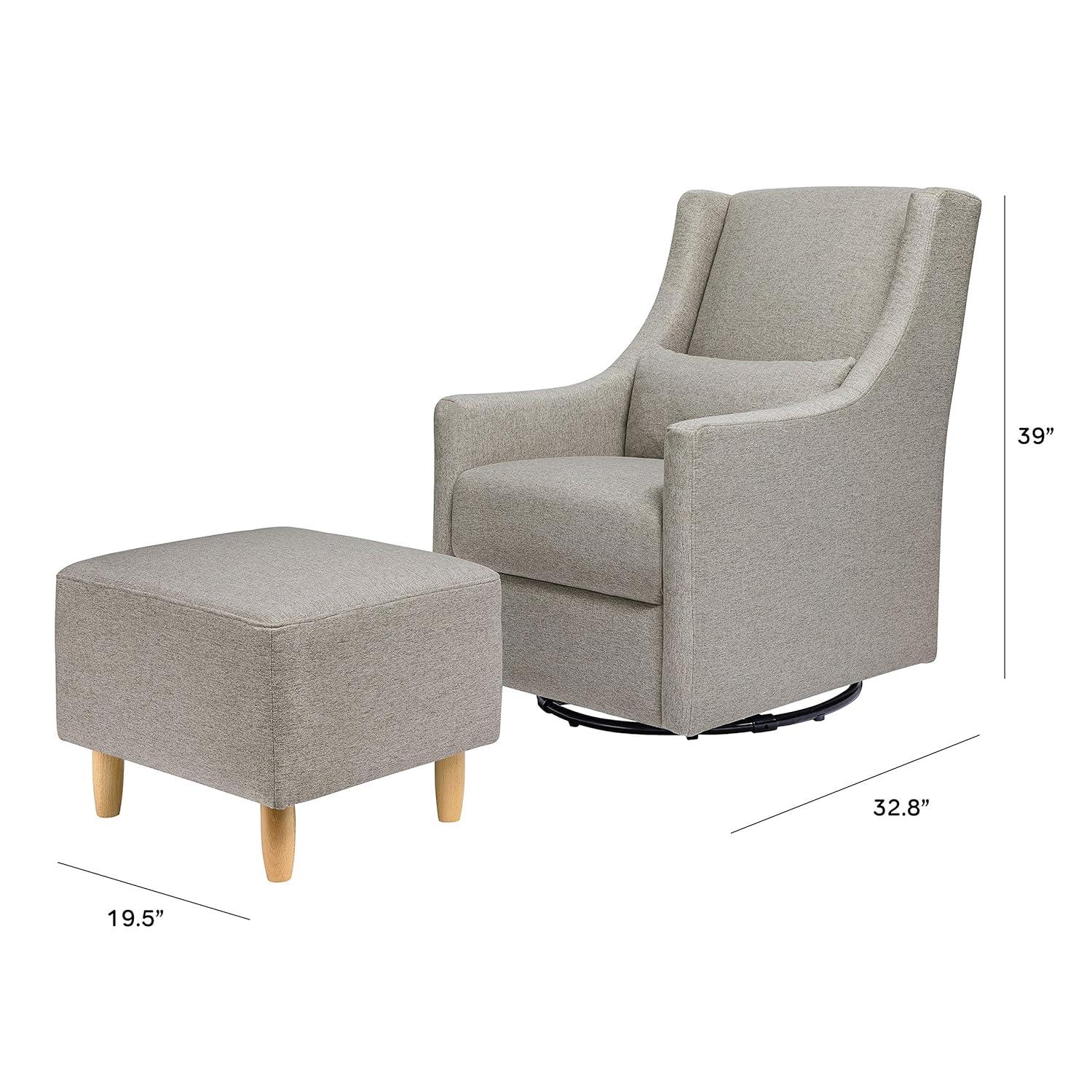 Eco-Weave Grey Swivel Glider with Ottoman for Modern Nurseries