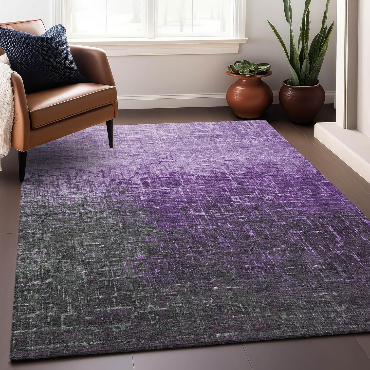 Machine Washable Indoor/Outdoor Chantille ACN1066 Purple Rug