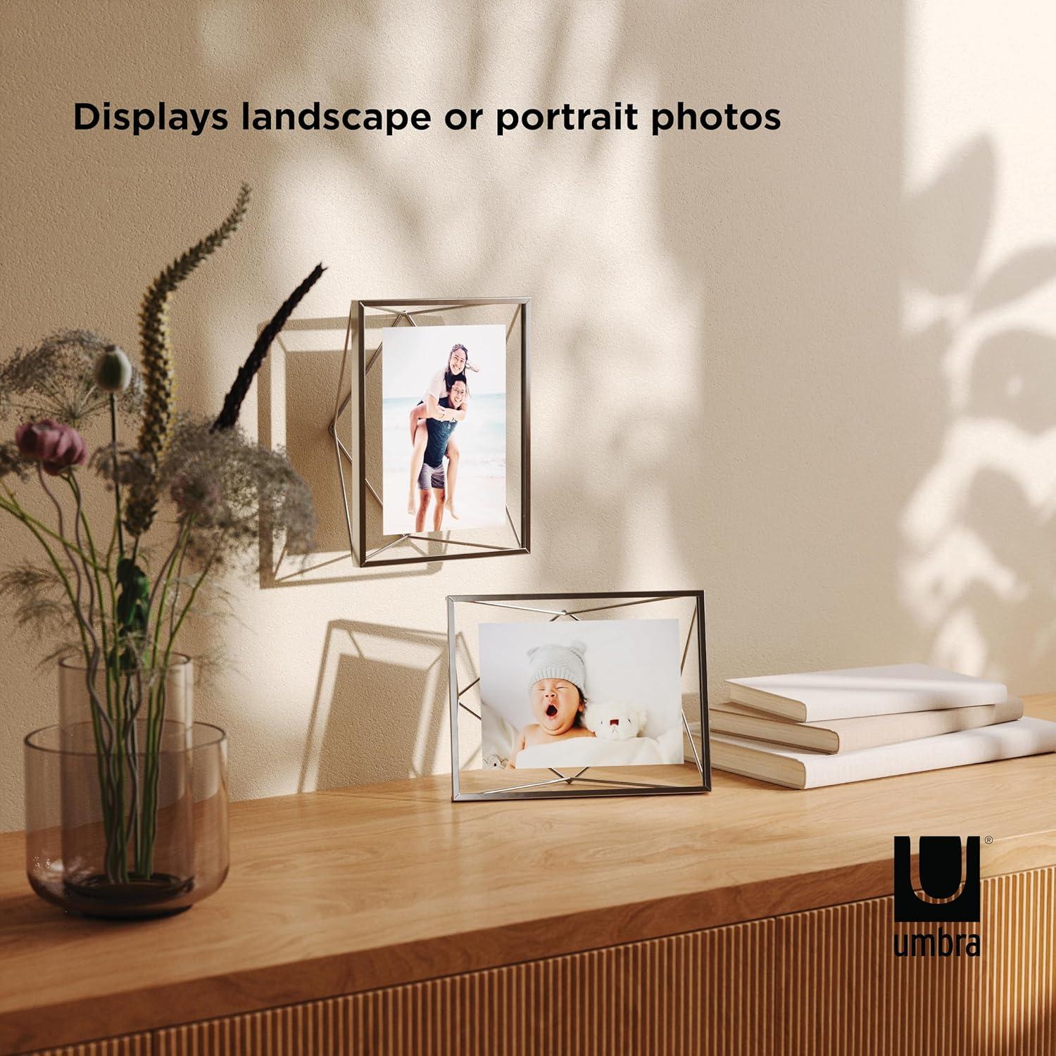 Umbra 5"x7" Prisma Picture Frame Chrome: Modern Geometric Design, Steel Material, Wall or Tabletop Display