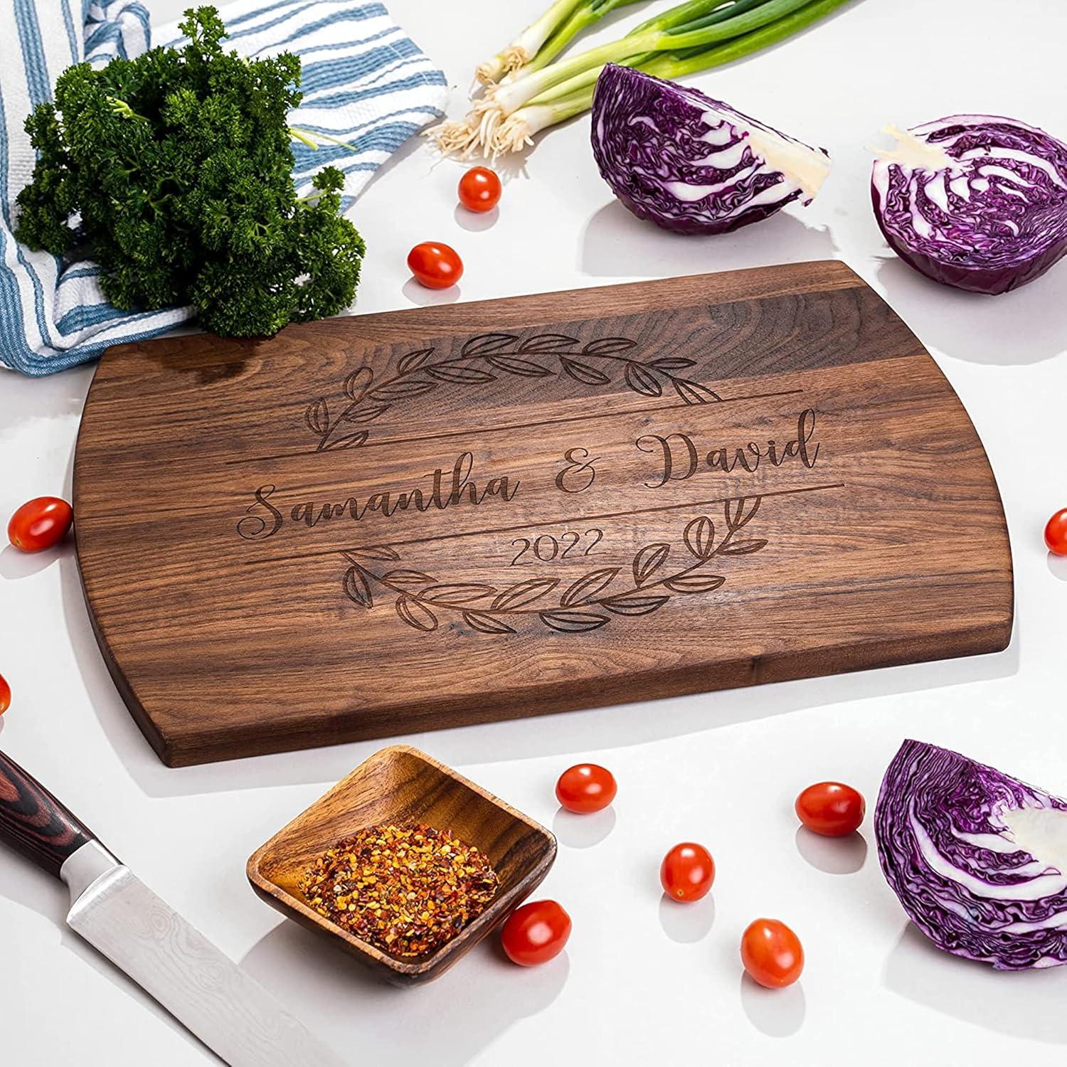 Blue Ridge Mountain Gifts Personalized Laser Engraved Wooden Cutting Board New Home Essentials - Customized Chopping Board for Weddings, Anniversaries, Birthdays - Unique Kitchen Decor Gift