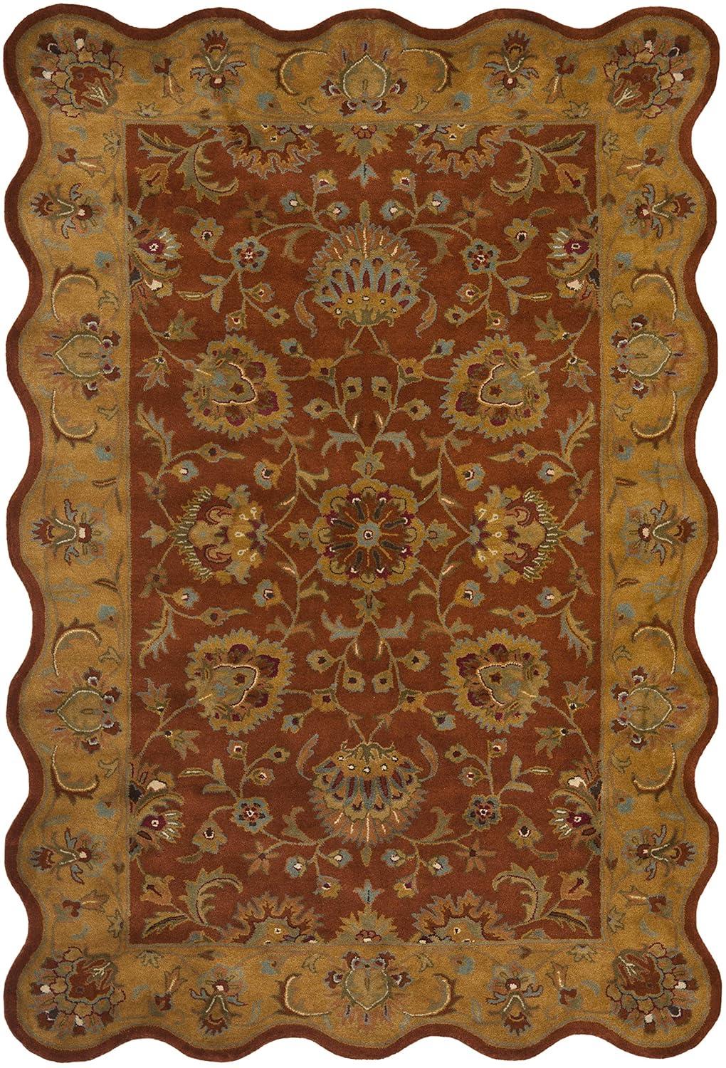 Heritage HG820 Hand Tufted Area Rug - Red/Natural - 6'x9' Scalloped Edge - Safavieh.