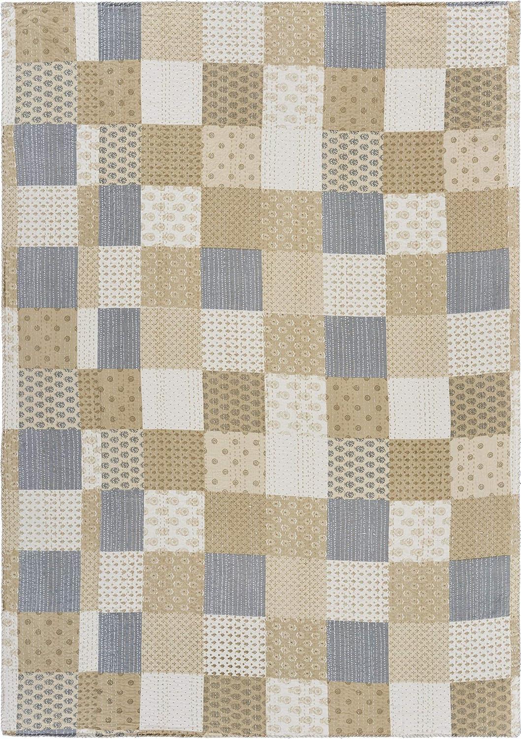 Rajani Home Advika Handmade Kantha Cotton Throw Blanket