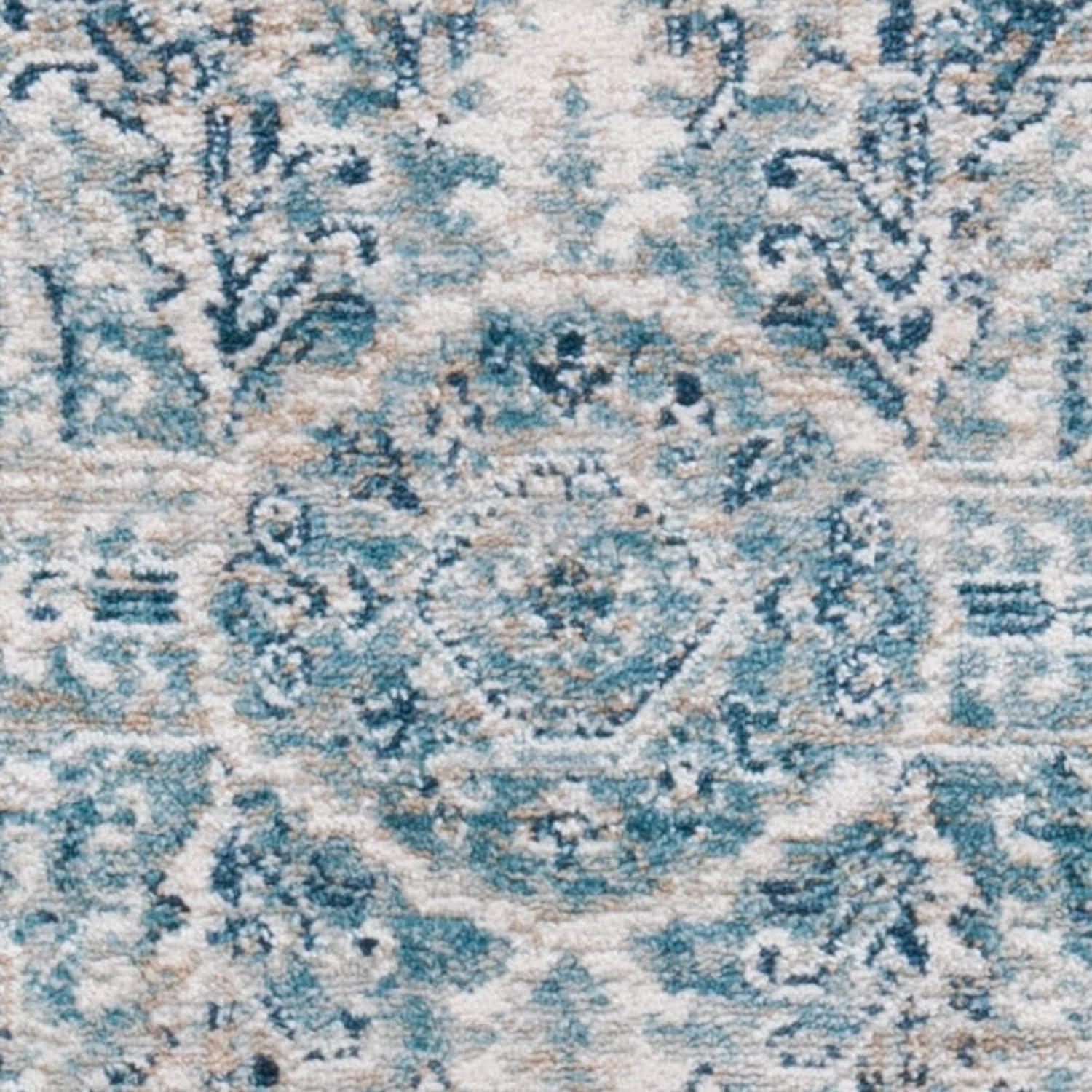 Elegant Victoria Distressed Blue & Grey Synthetic Rug - 4' x 6'