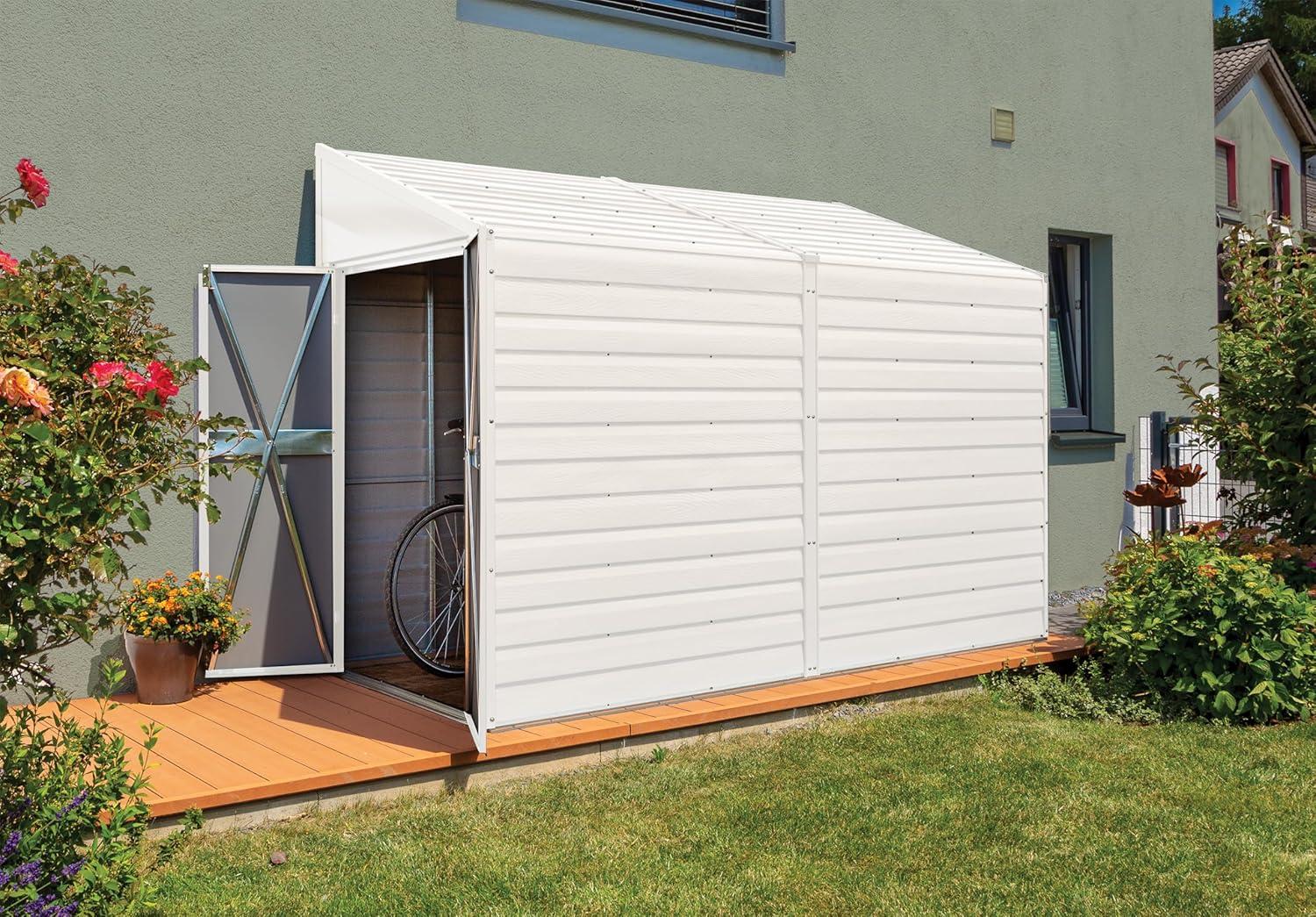 Yardsaver® 4 x 10 ft Steel Storage Shed Pent Roof Eggshell