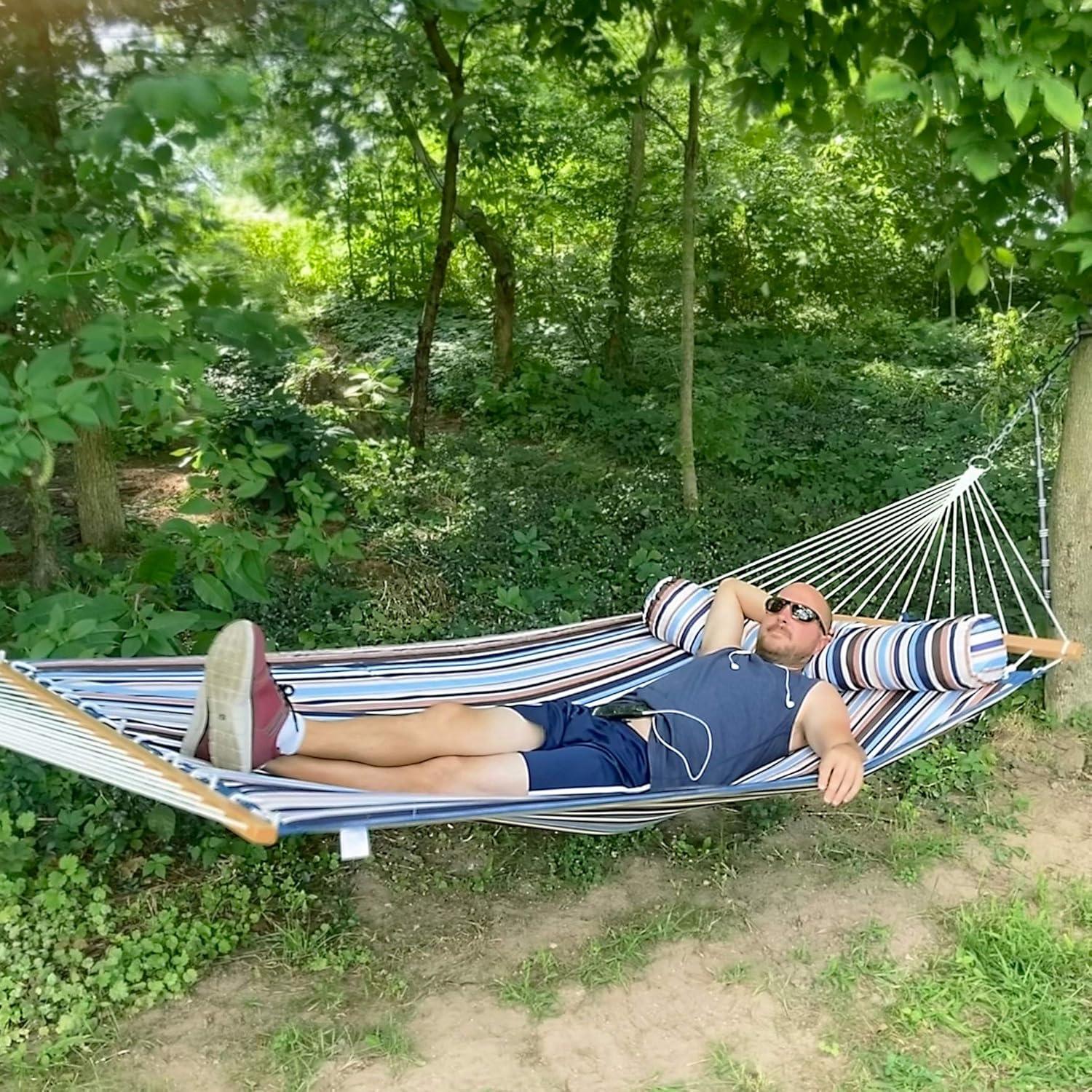 2-Person Quilted Polyester Spreader Bar Hammock
