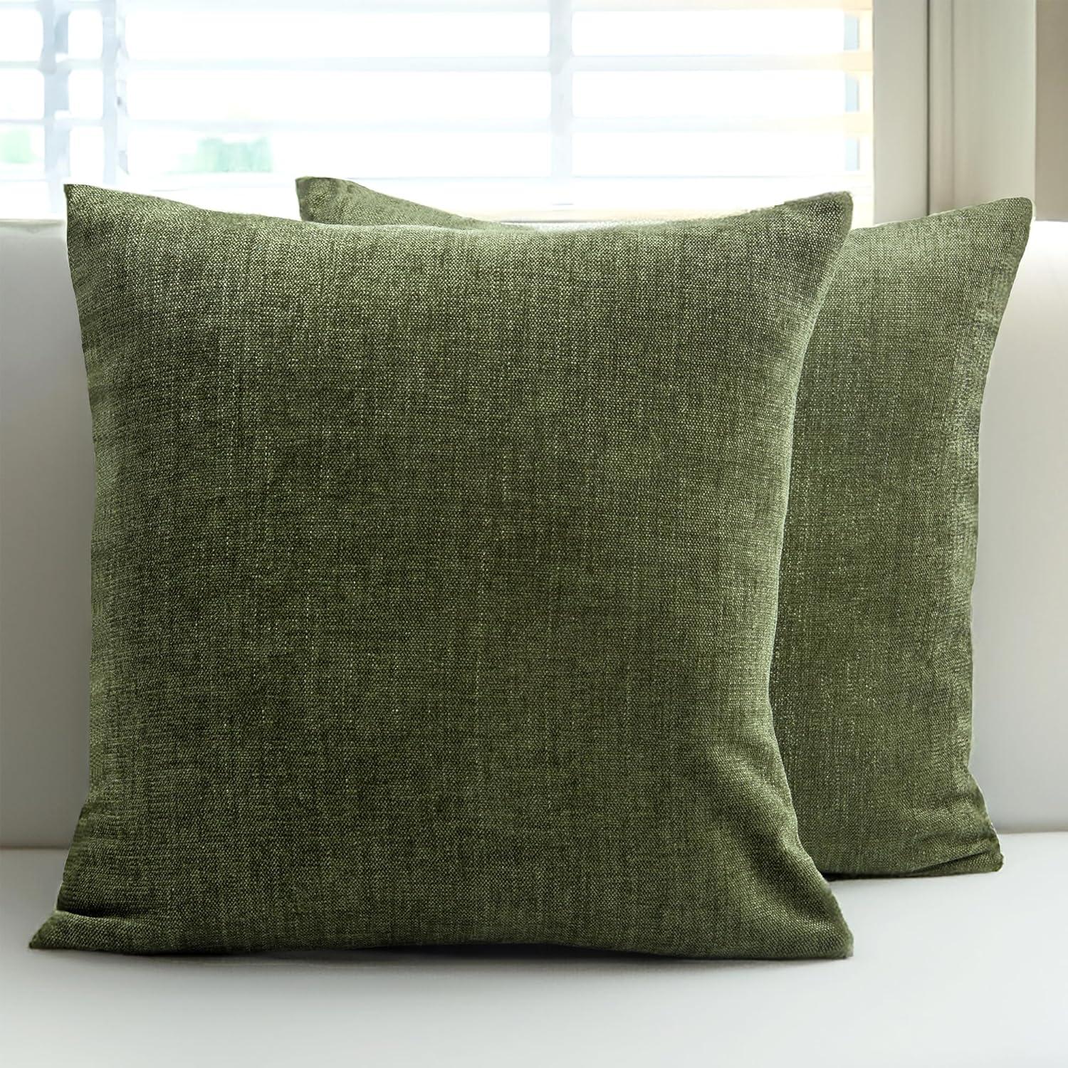 Pack of 2 Decorative Throw Pillow Covers Farmhouse Linen Burlap Square Solid Throw Cushion Cover Pillowcase for Sofa Couch