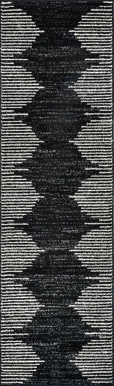 World Rug Gallery Area Rug Bohemian Stripe Jute Rug Carpets for Living Room Rugs for Sale - BLACK 2'7"x10'