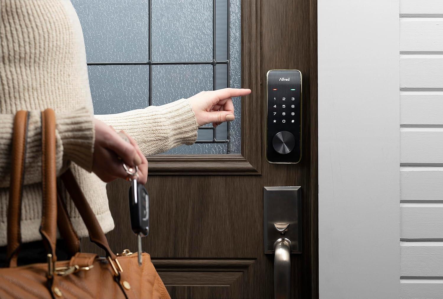 Gold and Black Smart Touchscreen Deadbolt with Wi-Fi and Bluetooth