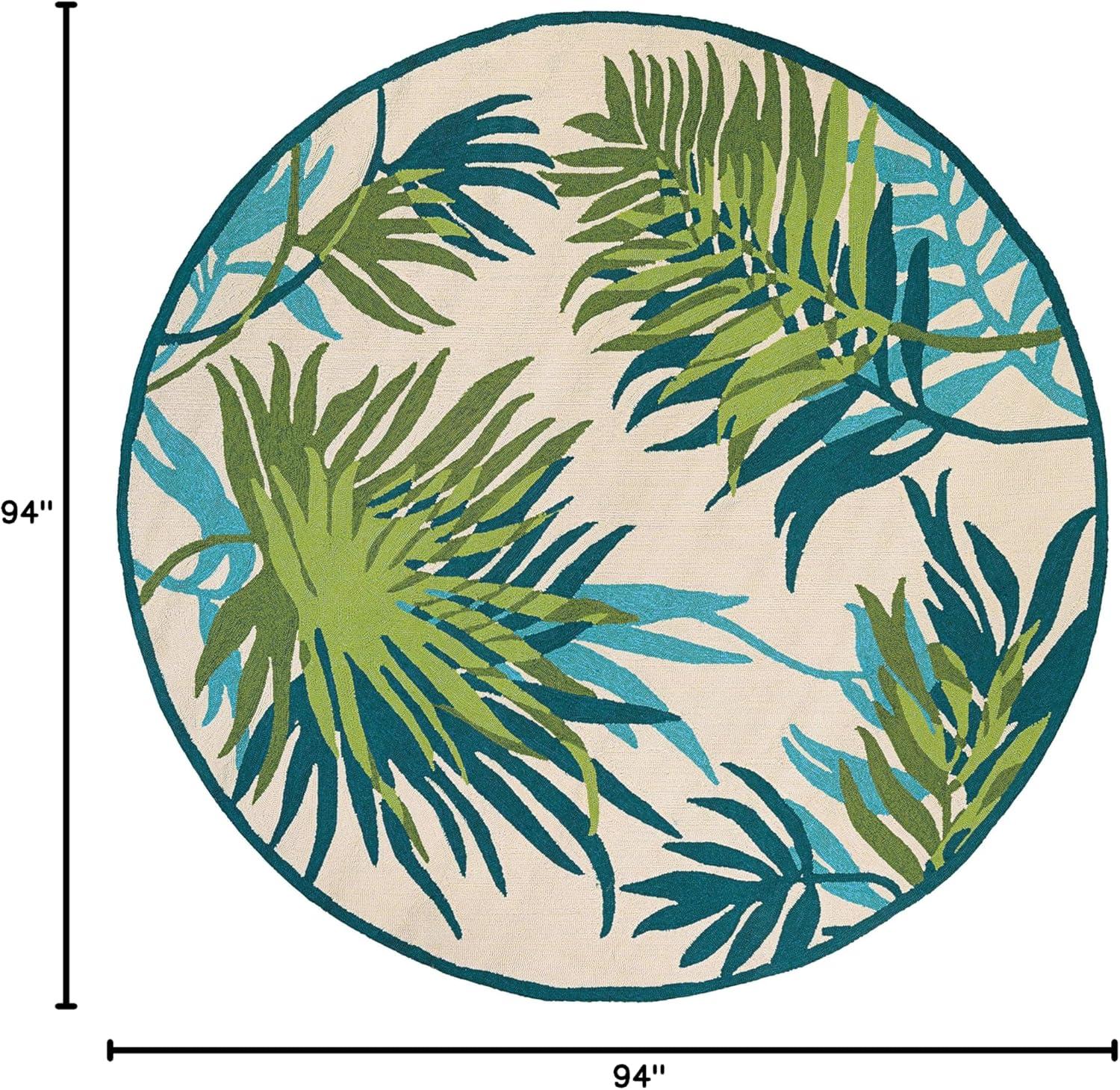 Couristan Covington Jungle Leaves Indoor/Outdoor Area Rug, 7'10" Round, Ivory-Forest Green