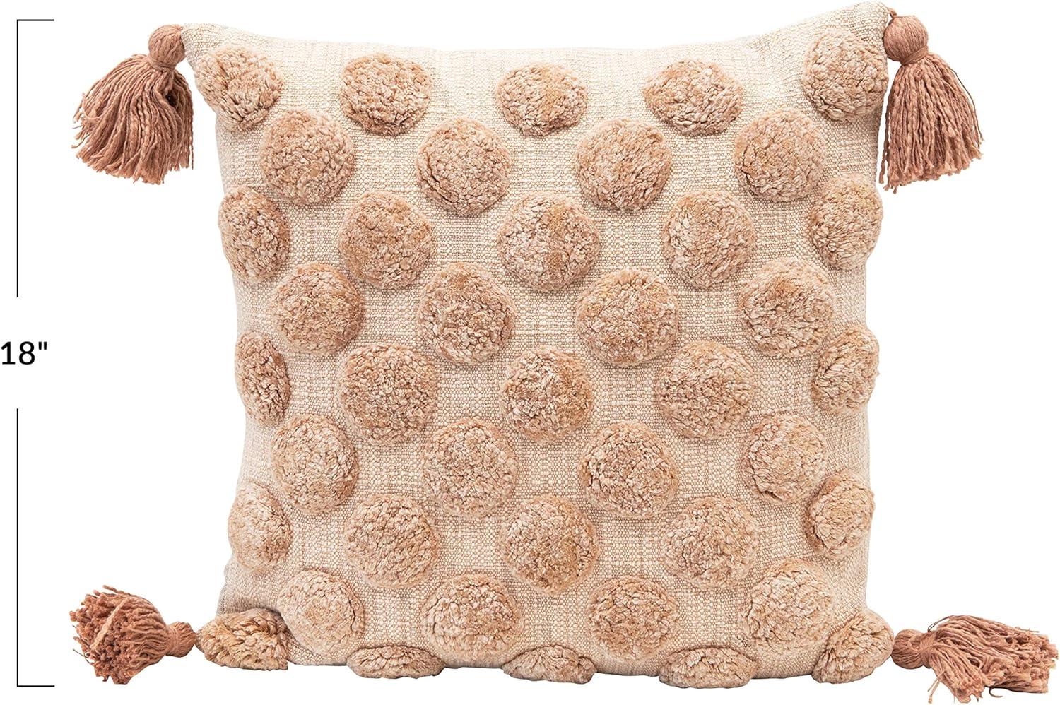 Mina Victory Pom-poms Cotton Reversible Throw Pillow