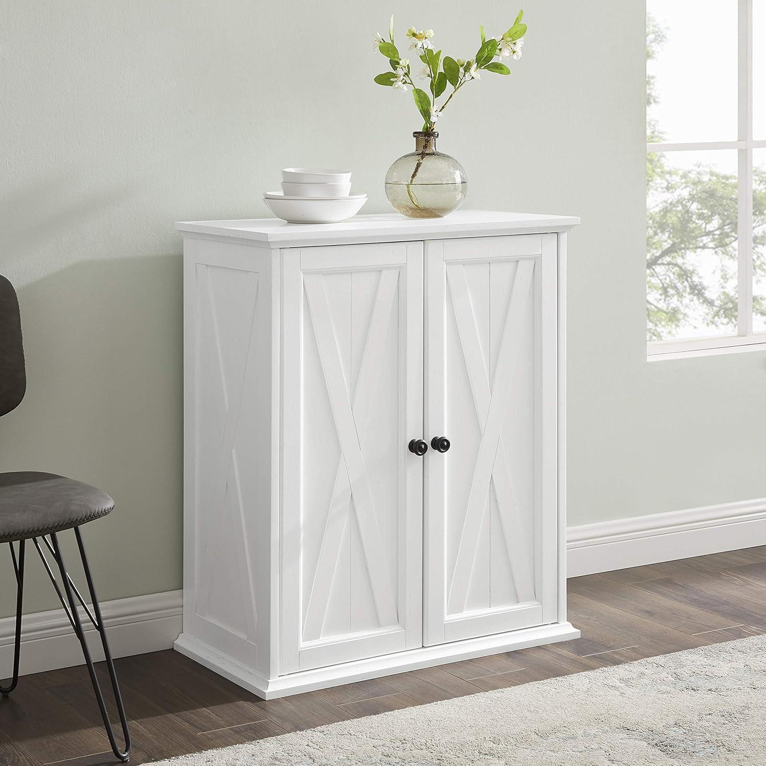 Crosley Clifton Stackable Pantry White: Farmhouse Style, Wood Veneer, Adjustable Shelves, Anti-Tip Hardware