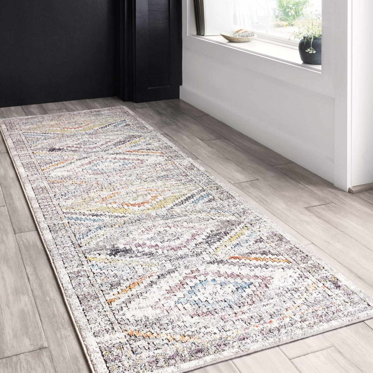 Ivory Elegance 9'6" x 13'3" Synthetic Stain-Resistant Area Rug