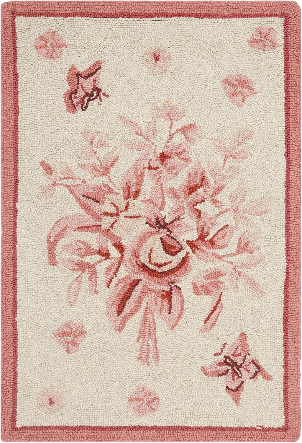 SAFAVIEH Chelsea Benedict Floral Wool Runner Rug, Ivory/Rose, 2'6" x 8'