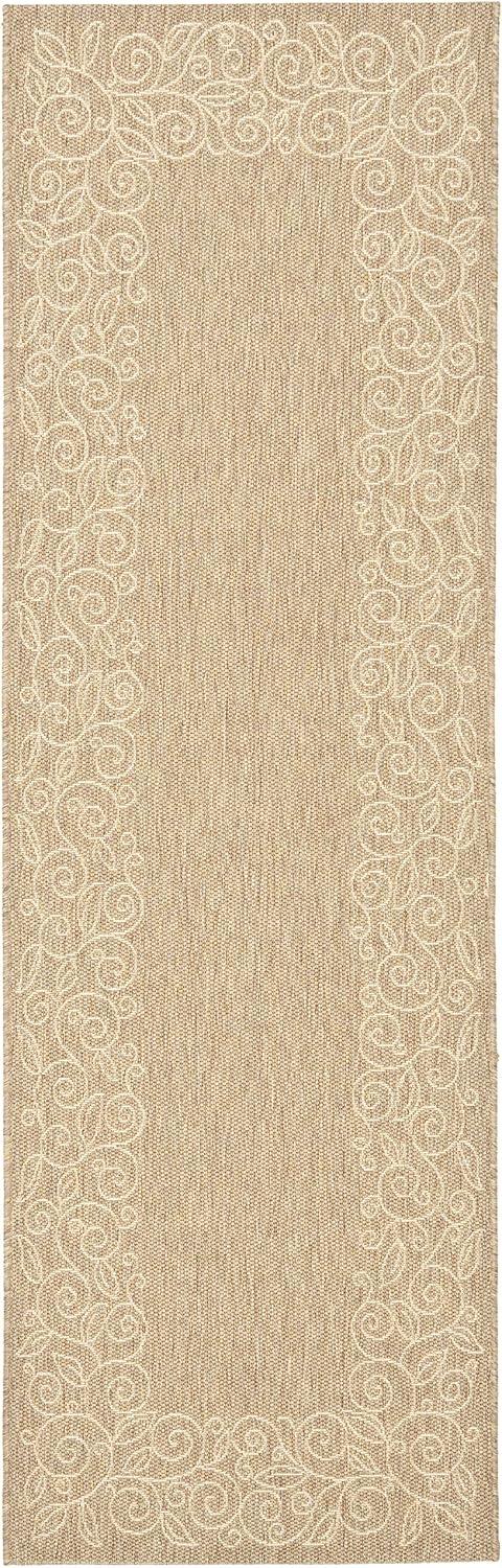 SAFAVIEH Courtyard Chole Bordered Indoor/Outdoor Area Rug, Dark Beige/Beige, 2'7" x 5'