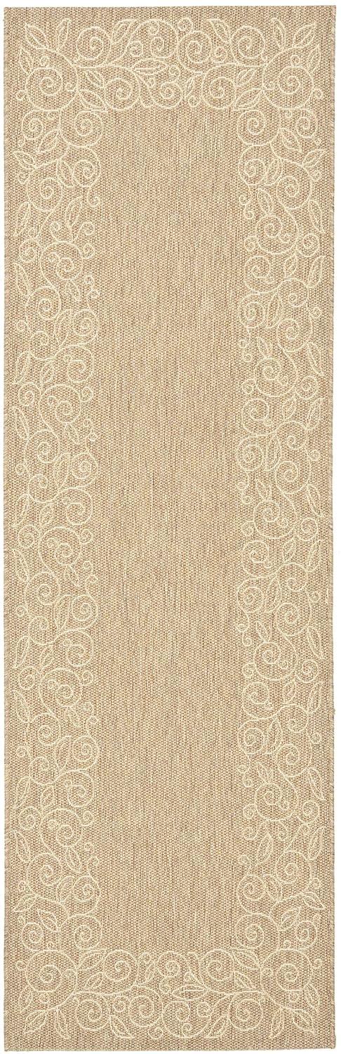 Courtyard SAFAVIEH Alfombra Interior/exterior con Borde Floral para Coles 2'7" x 5', Beige Oscuro