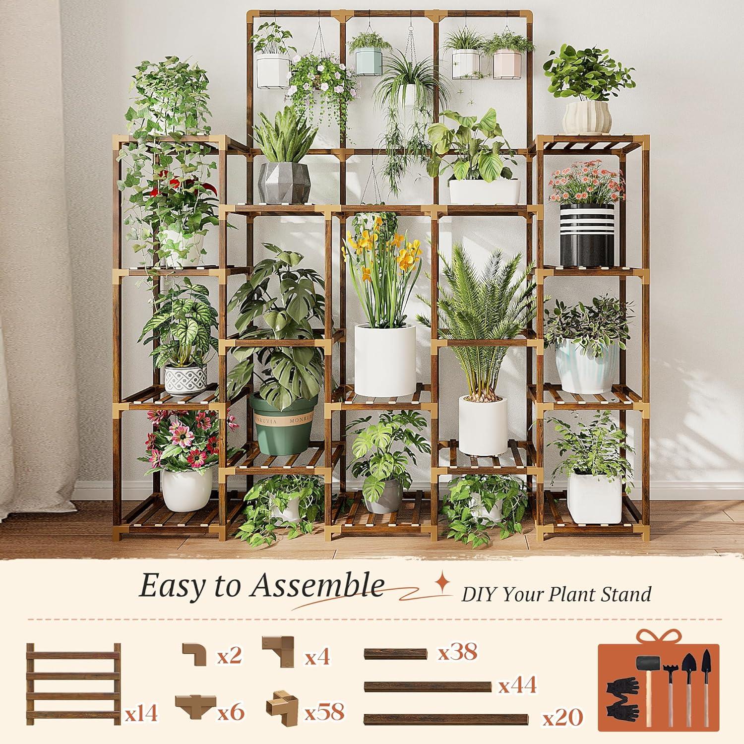 Tall Brown Wood 7-Tier Indoor/Outdoor Plant Stand